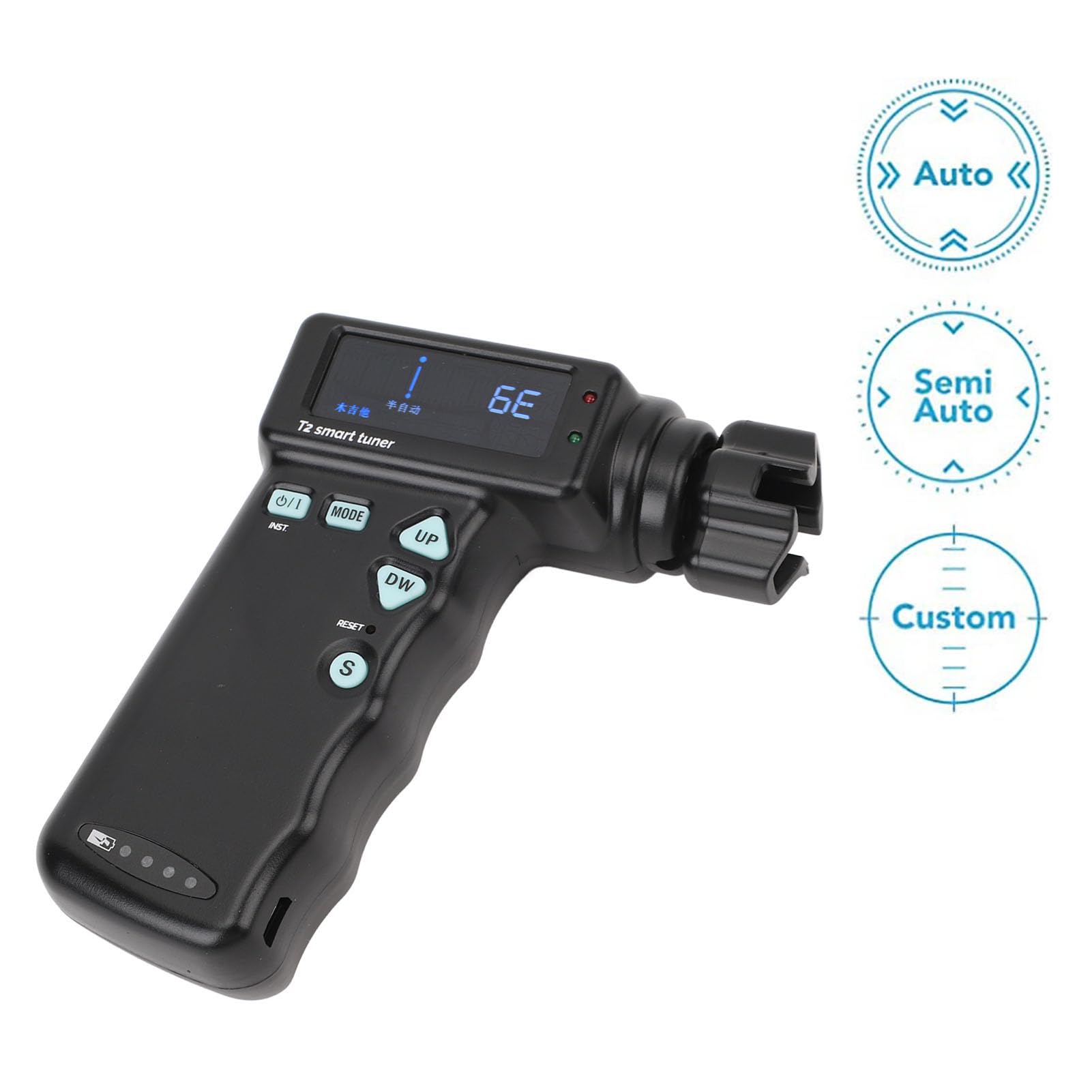 Afinador Automático Inteligente para Ukelele de Guitarra, 2 en 1, Afinador Automático de Guitarras Acústicas Rápidas, Enrollador de Cuerdas Eléctrico, Afinador Seguro de Grado