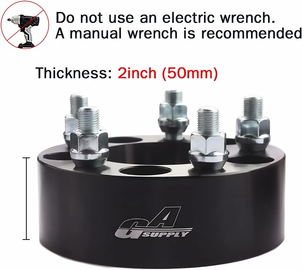 GAsupply 5x4.5 Wheel Spacers 2 inch, 4pcs 5x114.3 Wheel Spacers 50mm Thick 82.5mm Hub Bore 1/2-20 Studs, Compatible with Ford Explorer Mustang Falcon Ranger and More. - Image 4