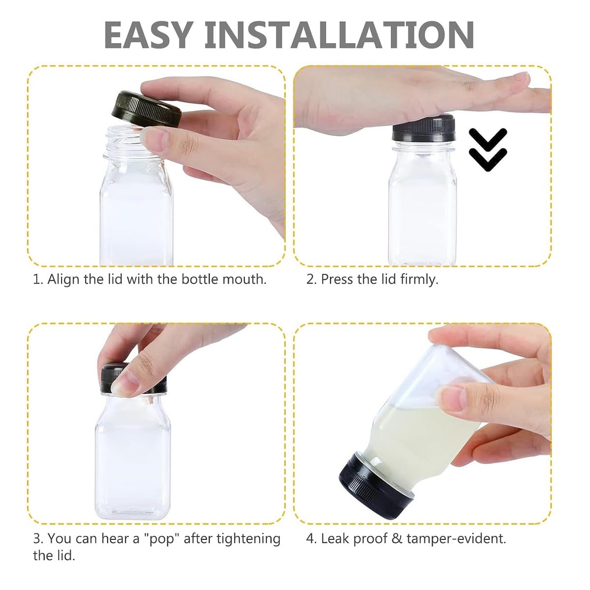 Kiuiom Bottiglie di Succo in Plastica, Piccola Bottiglia Bevande Trasparente, Bottiglie per Bevande Succo, 10PCS 120ML Mini Bottiglia Plastica Riutilizzabile Sensoriali per Succo di Frutta Latte,Olio