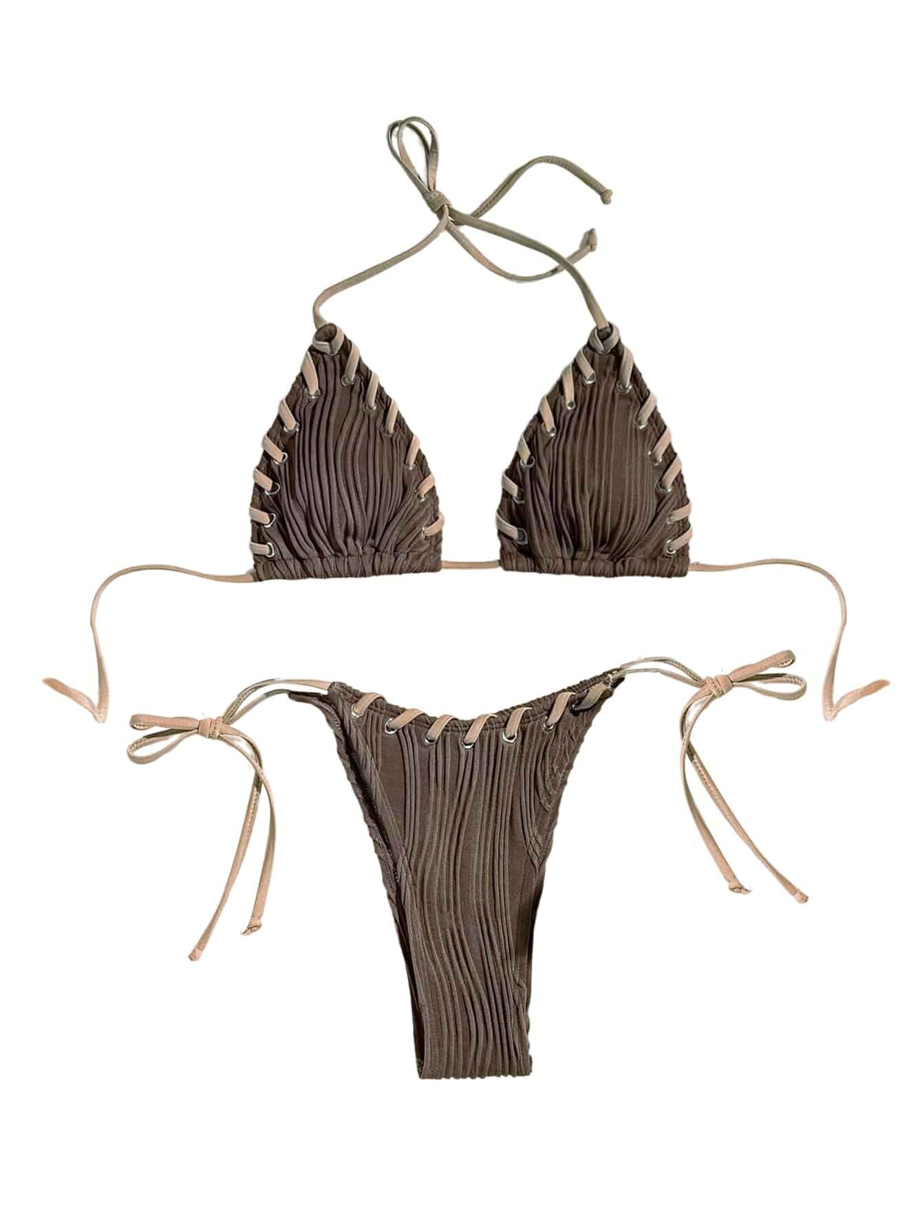 WDIRARA Women's Two Piece Bikini Set Halter Triangle String Swimsuit | Swimming, Summer, Sexy Beachwear