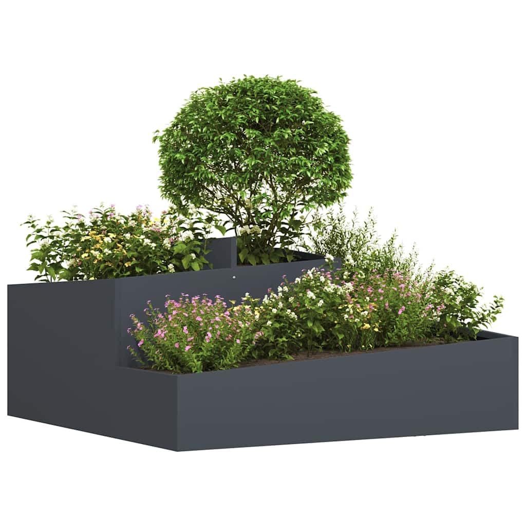 vidaXL Vaso da Giardino Antracite 100 x 100 x 50 cm, Fioriera in Metallo Moderna per Esterni, Decorativa, per Giardino e terrazza, Accessori per Patio, Stile Contemporaneo