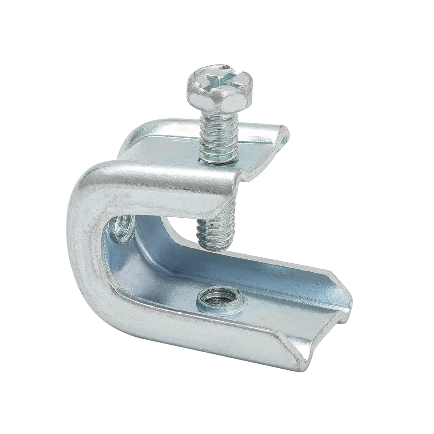 NIDAYE Heavy Duty 1/4"-20 Pressed Beam Clamp for Threaded Wire Ring, Zinc Plated Steel Beam Clamp for 1/2 inch Flange, 1/4-20 Thread Rod, 50 Pieces