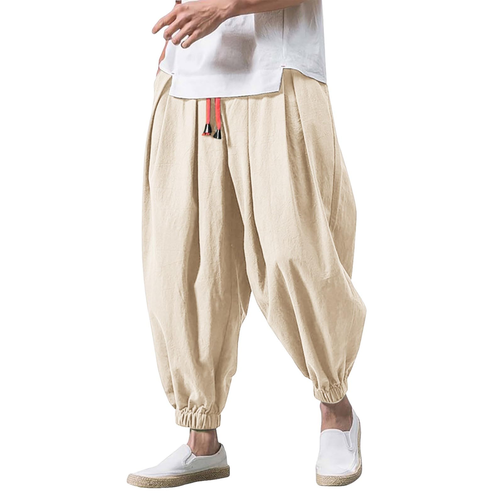 Pantalon large pour hommes coupe ample élastique et décontracté chic - 6