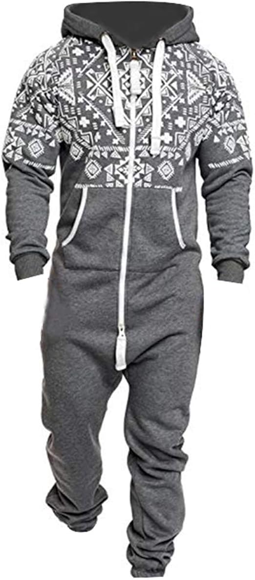 laamei Herren Jumpsuit mit Kapuze Jogger Anzug Trainingsanzug