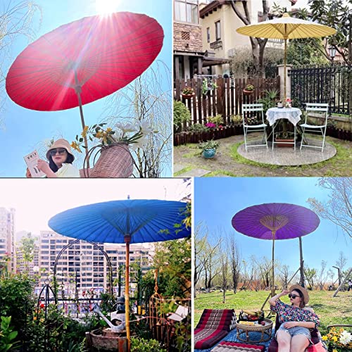 Sombrilla de jardín y playa de 2m, sombrilla de papel al óleo exterior con protección solar y lluvia 6