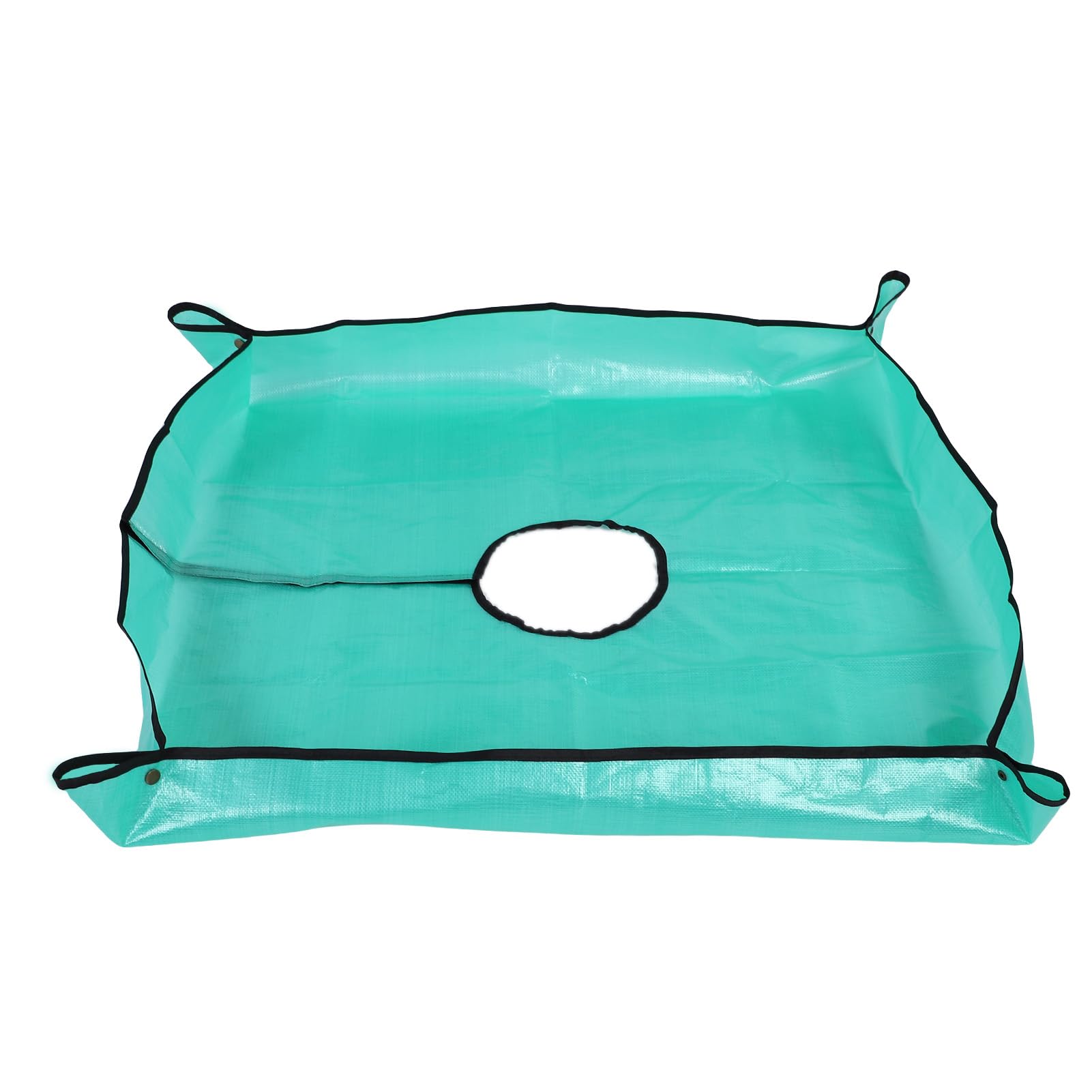 Ejoyous Landscape Tarp Polyethylene Pruning Drop Cloth 39.37 X 39.37in with 7.8in Center Hole 4 Corner Buckles for Shrub Bush Tree Trimming Yard Garden Leaf Collection (.37x39.37in)