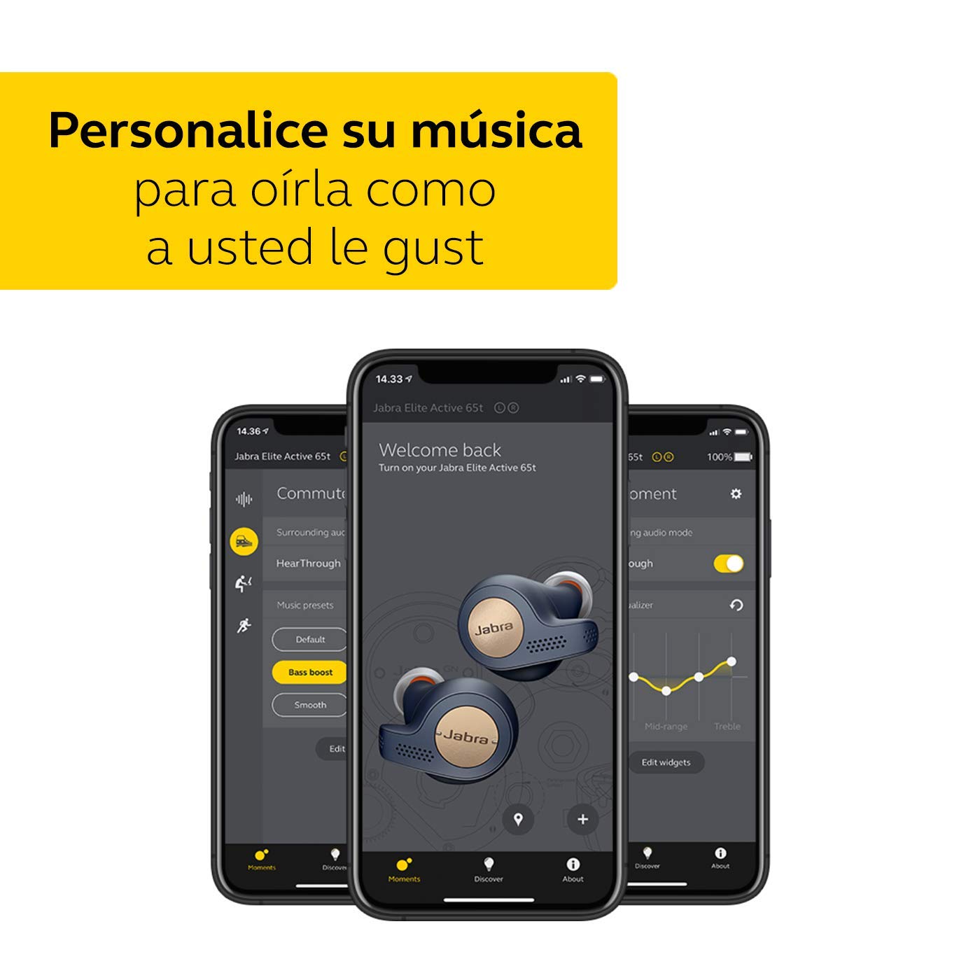 Jabra Elite Active 65t, Auriculares Deportivos Bluetooth con Cancelación Pasiva de Ruido y Sensor de Movimiento, Auténticas Llamadas Inalámbricas y Música, Negro Titanio