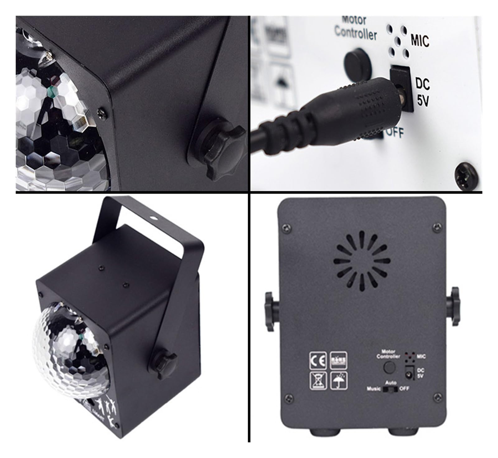 Kula dyskotekowa oświetlenie sceniczne RGB DJ Strobe 60 efekty LED światło z aktywowanym dźwiękiem na dekoracje przyjęcie urodzinowe projektor Na imprezy i do klubów