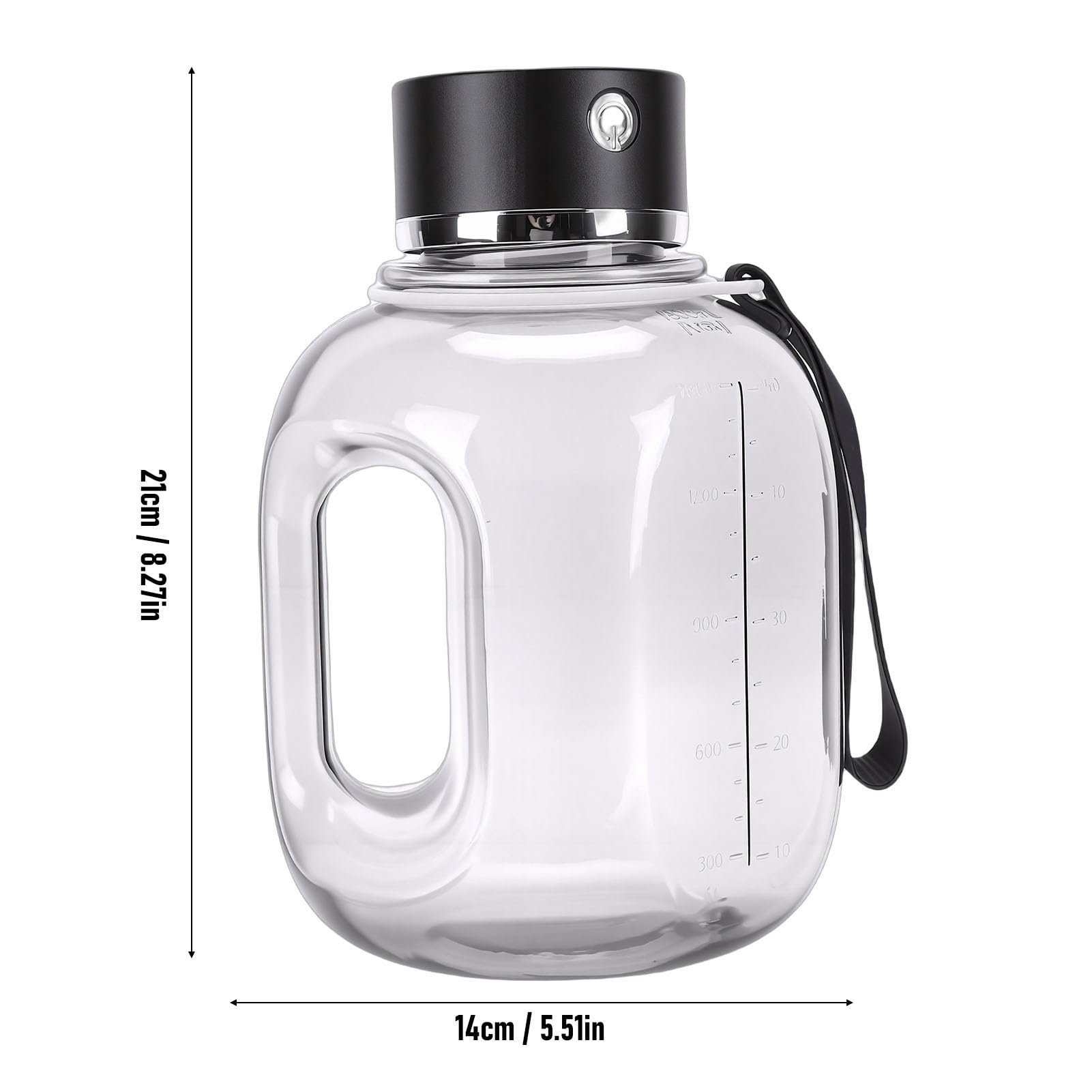 Bouteille d'eau à Hydrogène, Bouteille d'eau de Sport à Hydrogène 1,8 L, Carafe Portative avec Générateur 'eau Riche en, Générateur 'eau à Rechargeable, Idéale pour la Maison, le (BLACK)