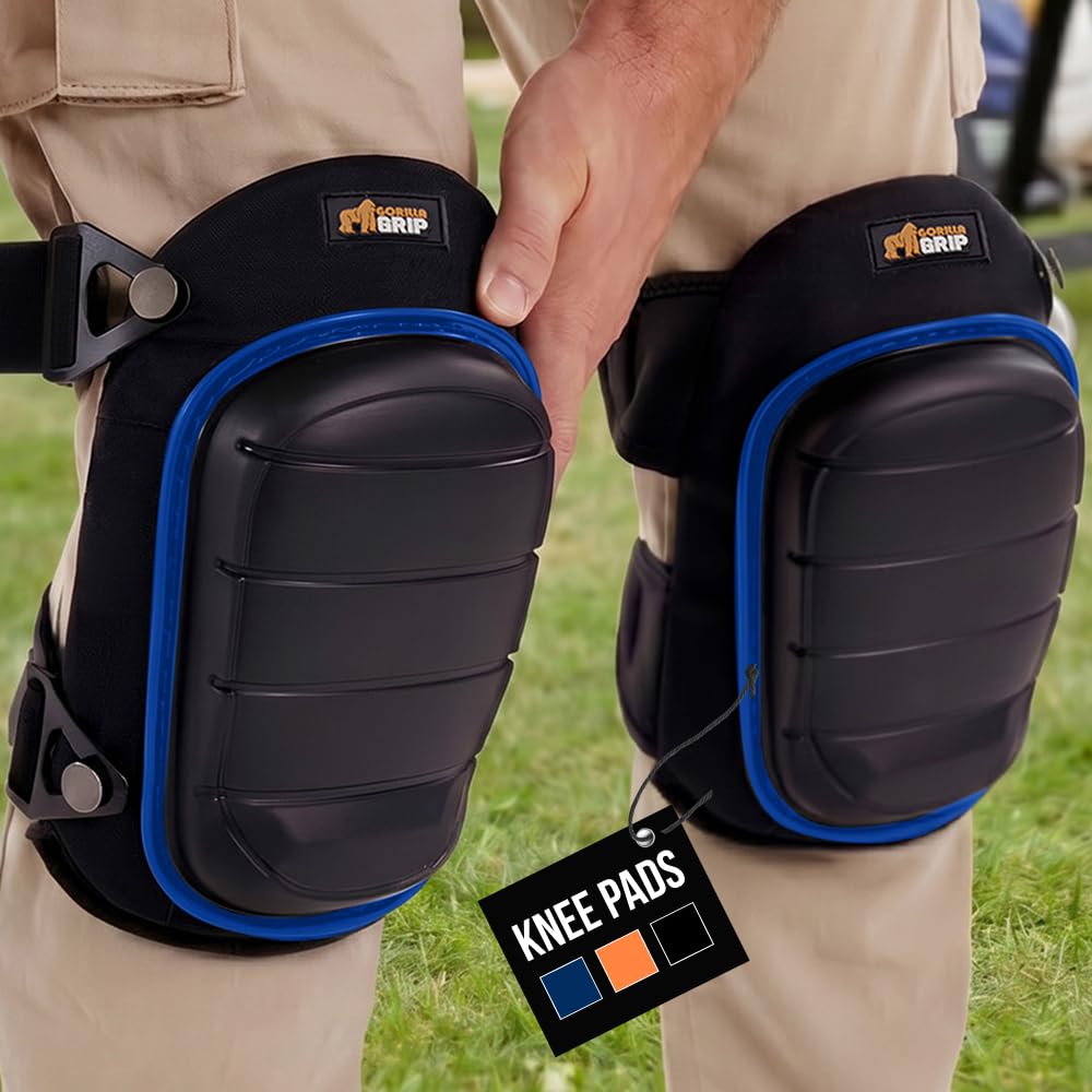 GORILLA GRIP® Knee Pads for Work, Gel Cushion Soft Foam for Men Blue