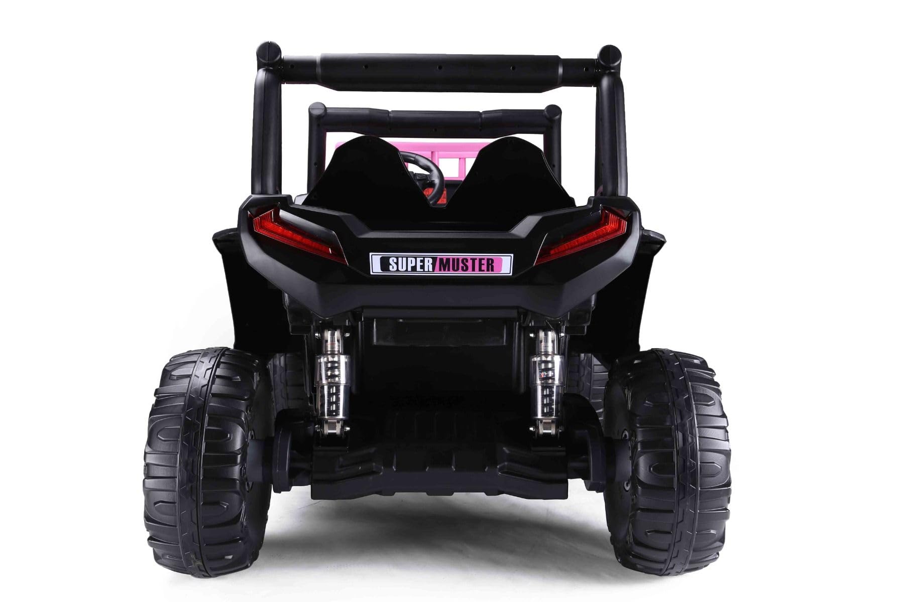 Samochód elektryczny dla dzieci, zabawka UTV 24 V, różowy, elektryczny samochód dziecięcy z pilotem 2,4 GHz, 2 x 200 W, bateria litowa, światła LED, kółka z miękkiej pianki EVA z zawieszeniem