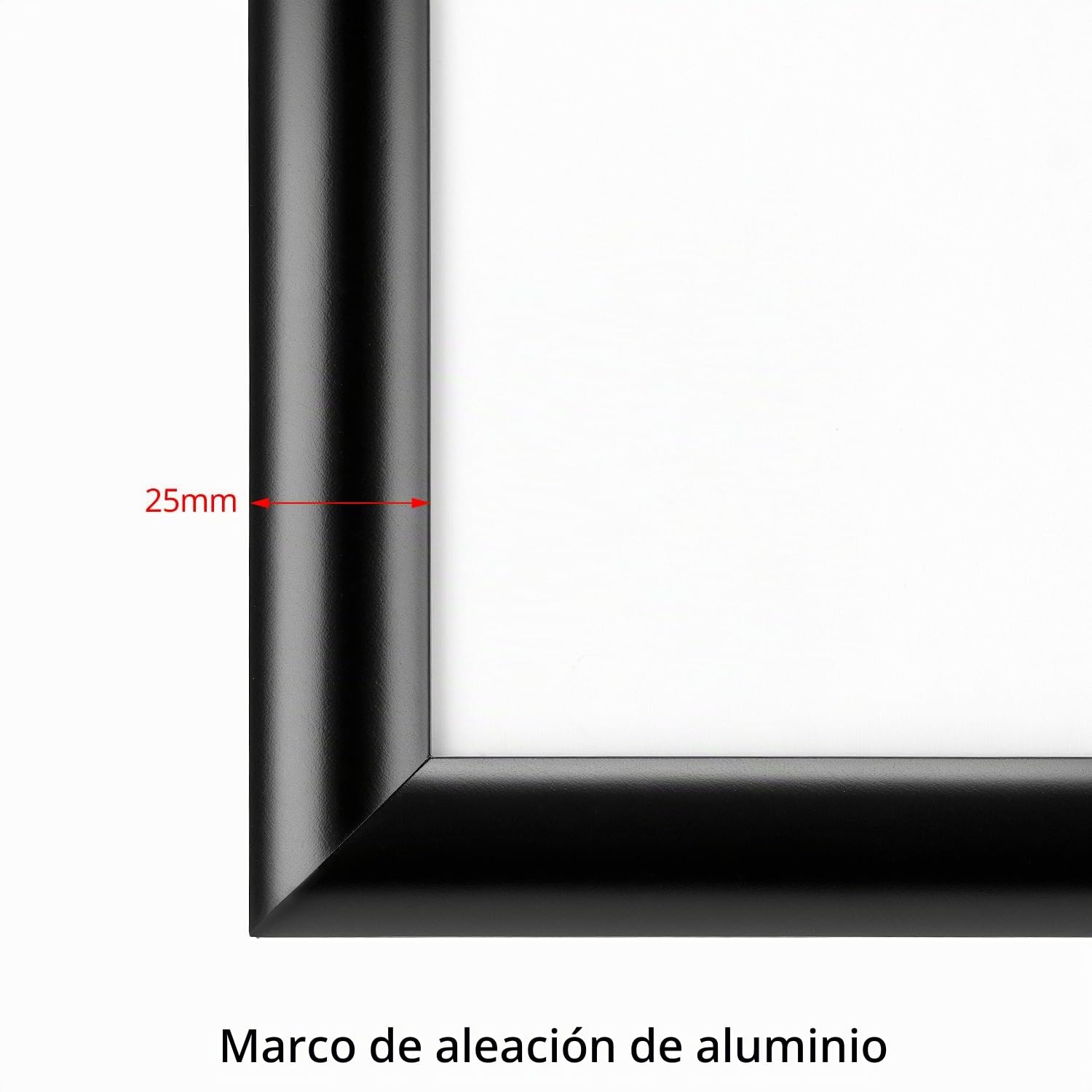 QWORK® Paquete de 5 Marco a Presión - A4 - Perfil de Aluminio de 25 mm - para Póster, Certificados, Dibujos - Negro
