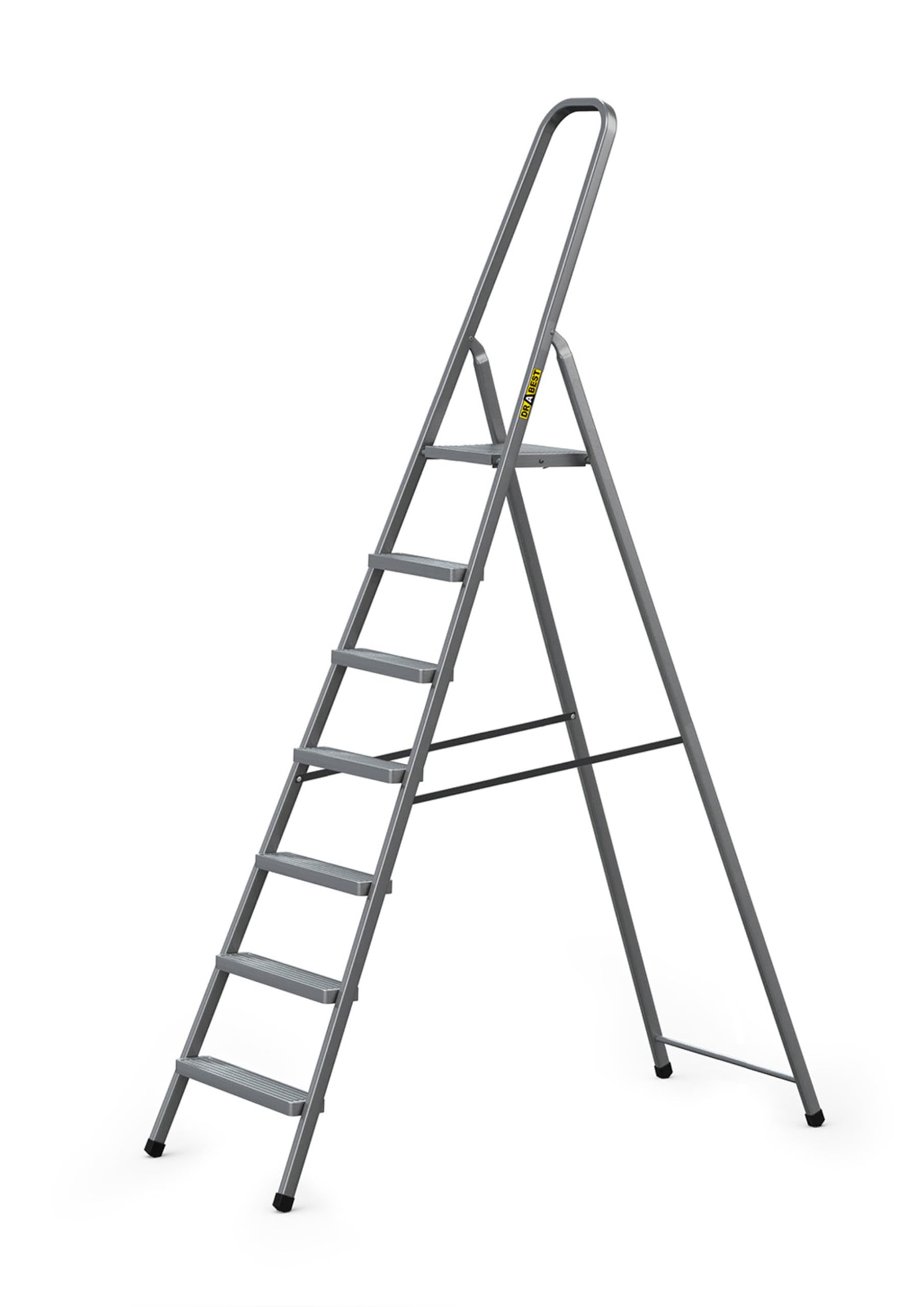 DRABEST Home Steel Step Ladder with Powder-Coated Finish & Platform – 7 Steps with Platform – Lightweight and Foldable for Home – 125 Kg Capacity – 52x219x8cm