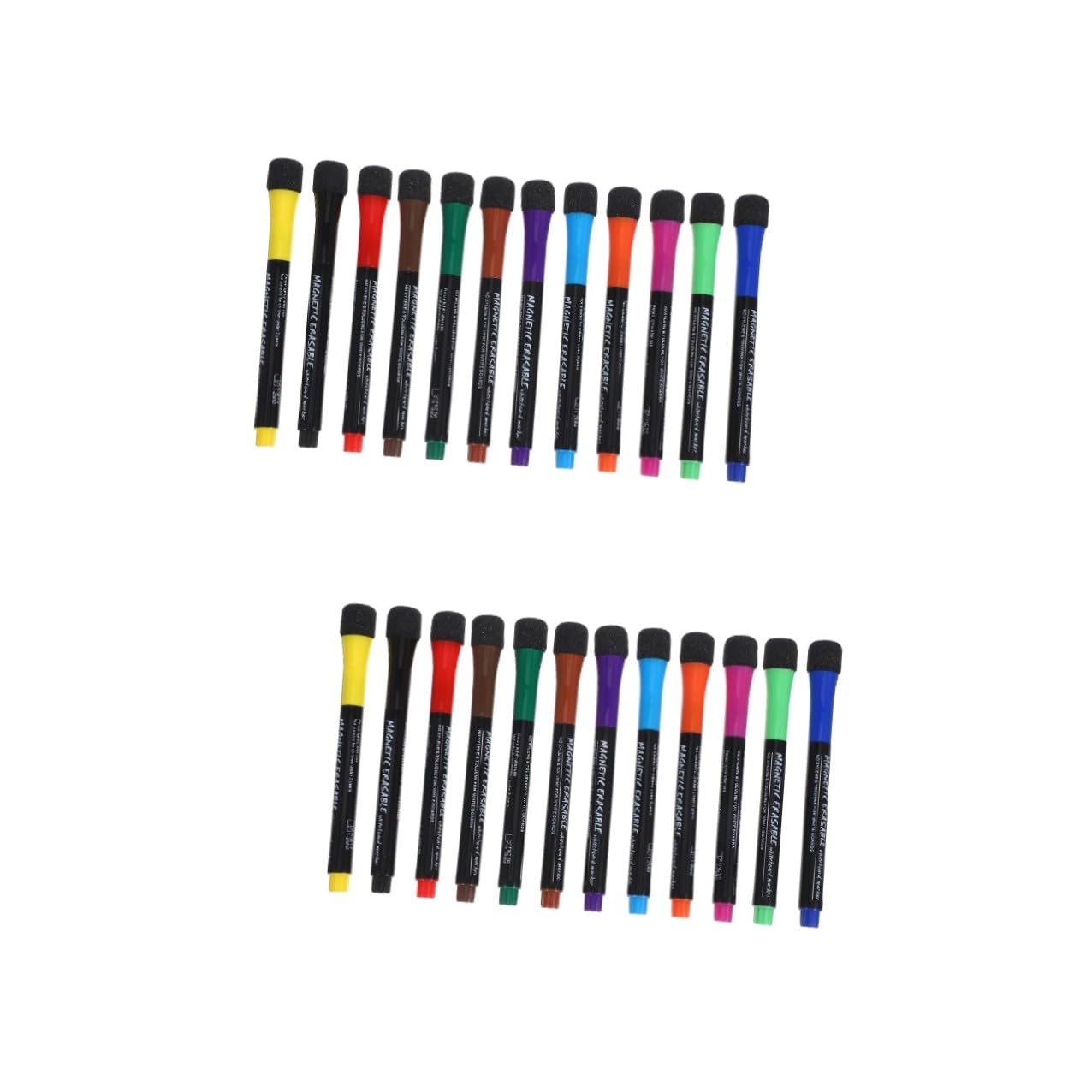 Housoutil 24 Piezas Rotuladores para Pizarra Magnéticos Borrables Colores Rápida Secado Escritura para Oficina y Escuela