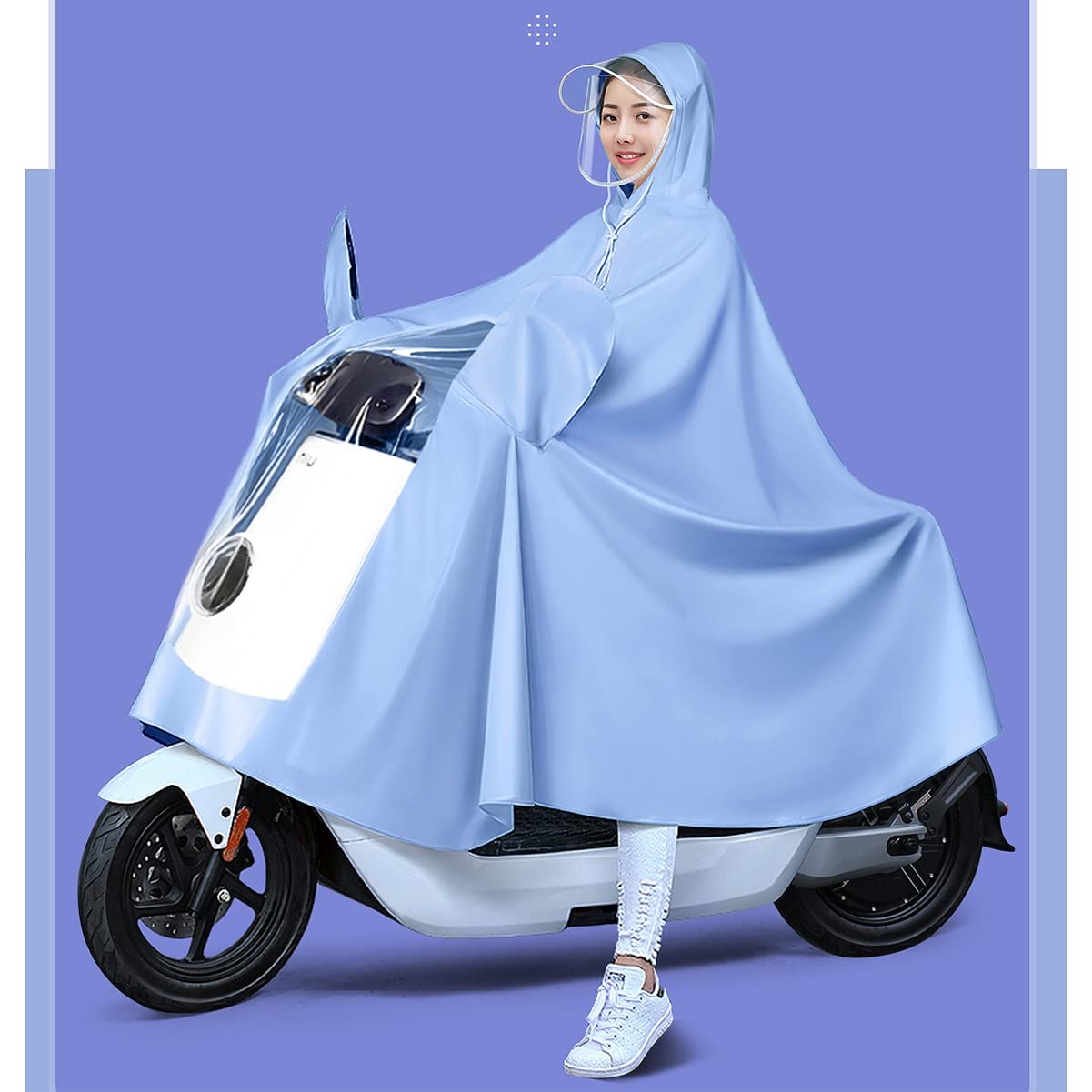 Poncho de Lluvia con Capucha, Impermeable para Ciclismo, Capa de Lluvia Unisex a Prueba de Viento, para Bicicleta, Bicicleta eléctrica, Motocicleta, Scooter de Movilidad (Azul 4XL)