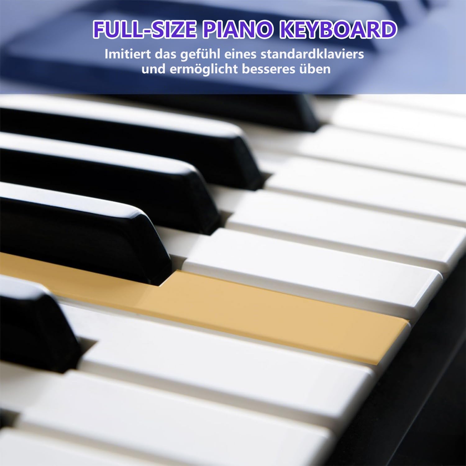 Keyboard Piano 61 Tasten für Kinder Anfänger, Digital Piano Set mit Ständer Sitzbank Kopfhörer Mikrofon Notenablage, Schwarz