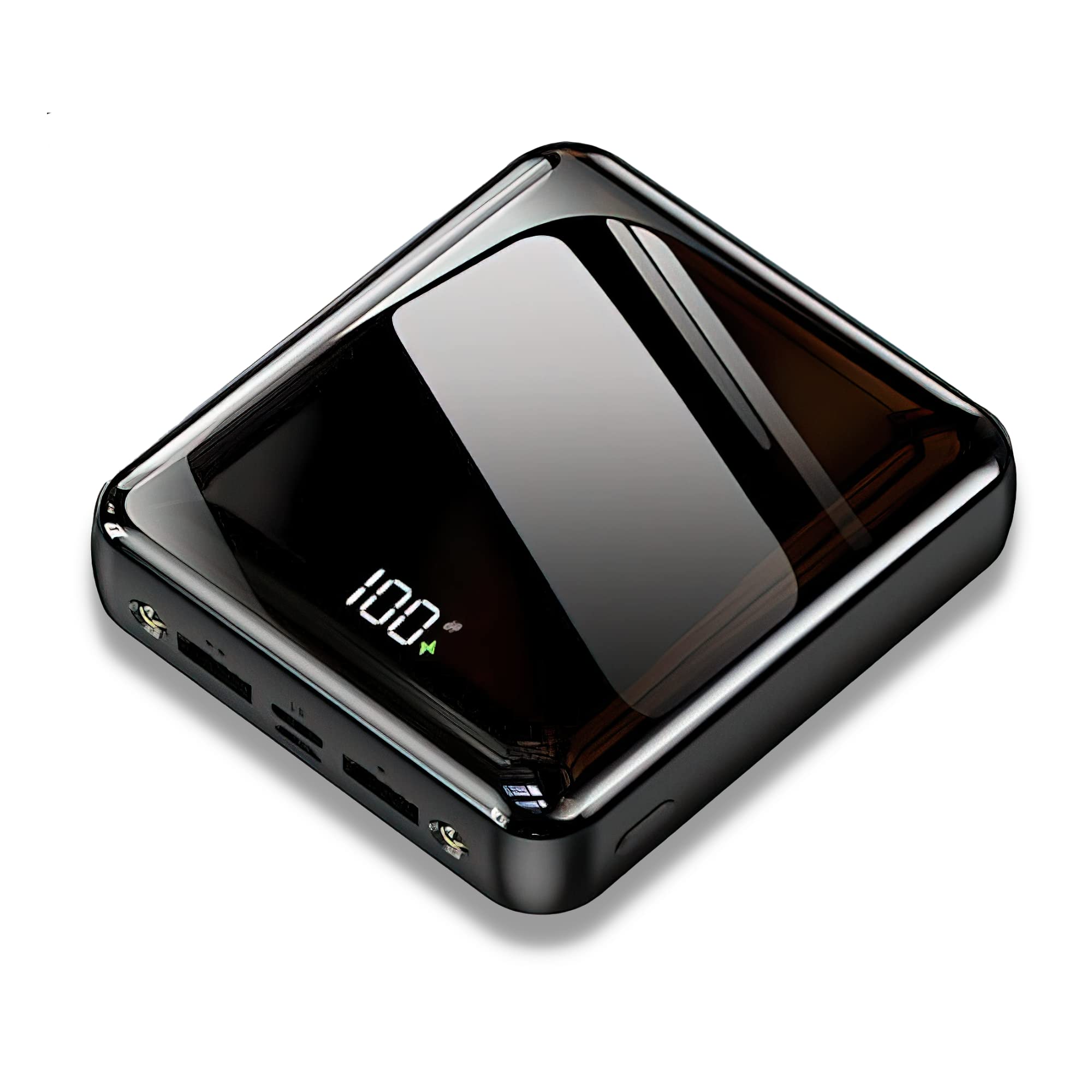 NEADIT Ultra-Slim 20000MAH Power Bank with USB Dual Outputs for Phones, LED Headlamps, and Indicator Lamp Enabled (Black)