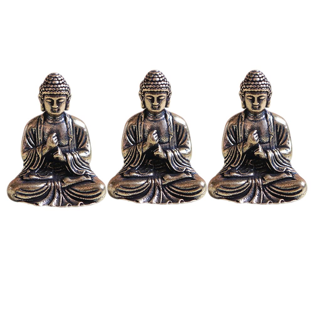 Hndhbfgrt 3X Mini Buddha Statue Bronze Buddha Statue Chinese Buddhism Pure Copper Bronze Sakyamuni Buddha Statue