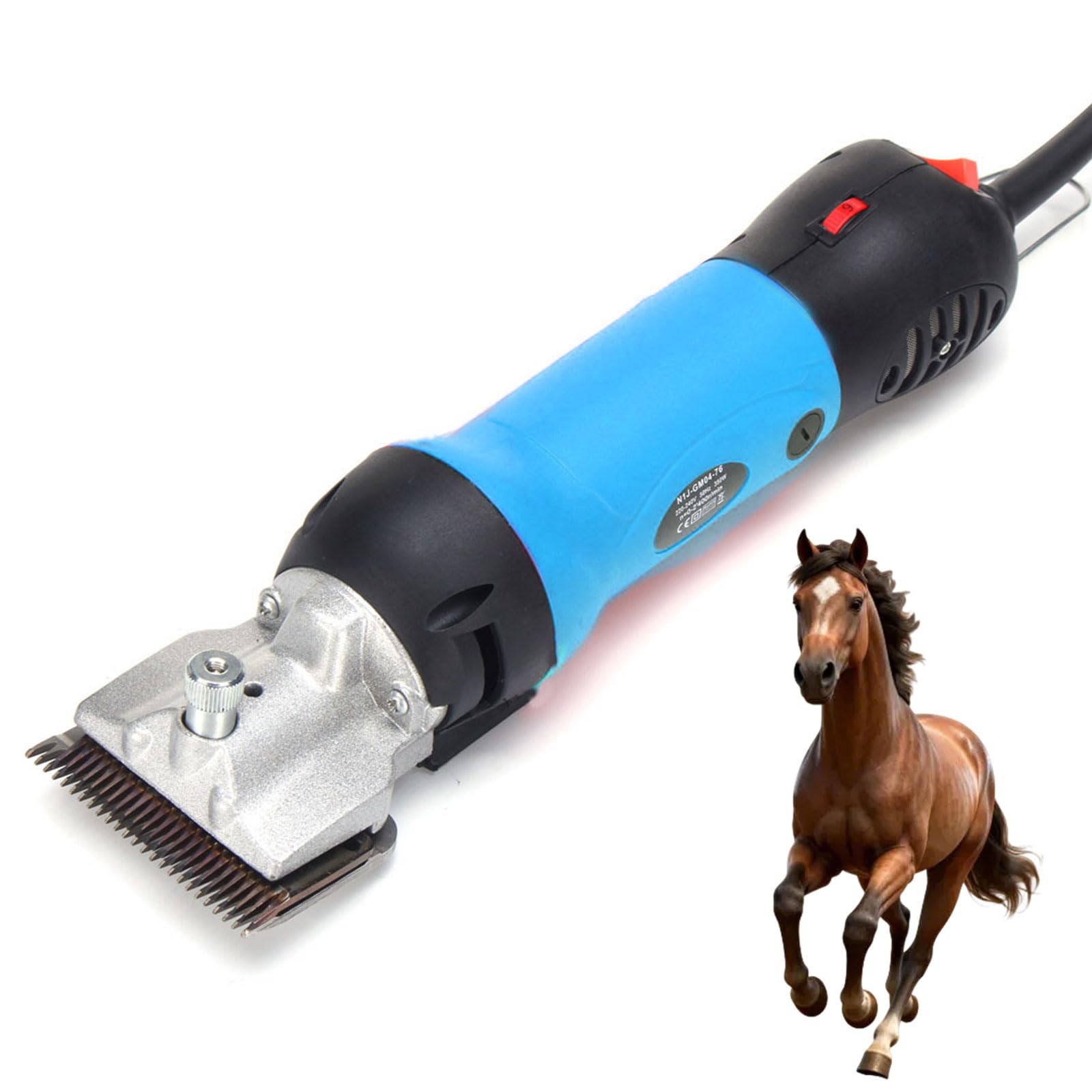 Cortadora Eléctrica para Caballos 690W, Esquiladora Equina Eléctrica con 6 Velocidades Ajustables y Baja Vibración, Recortadora para Pelo de Caballos y Ganado, Mascotas blue