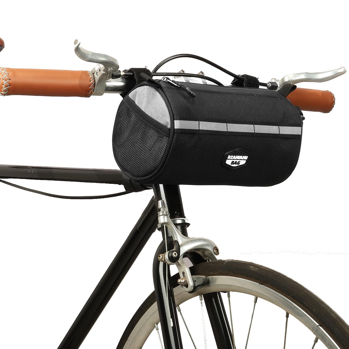 RZAHUAHU Fahrrad Lenkertasche,Fahrradtasche vorne Lenker,Mountainbike,Kissentasche,Rund Umhängetasche/Schultertasche für Rennrad, Mountainbike, Radfahren Reisen (schwarz) Sport & Freizeit