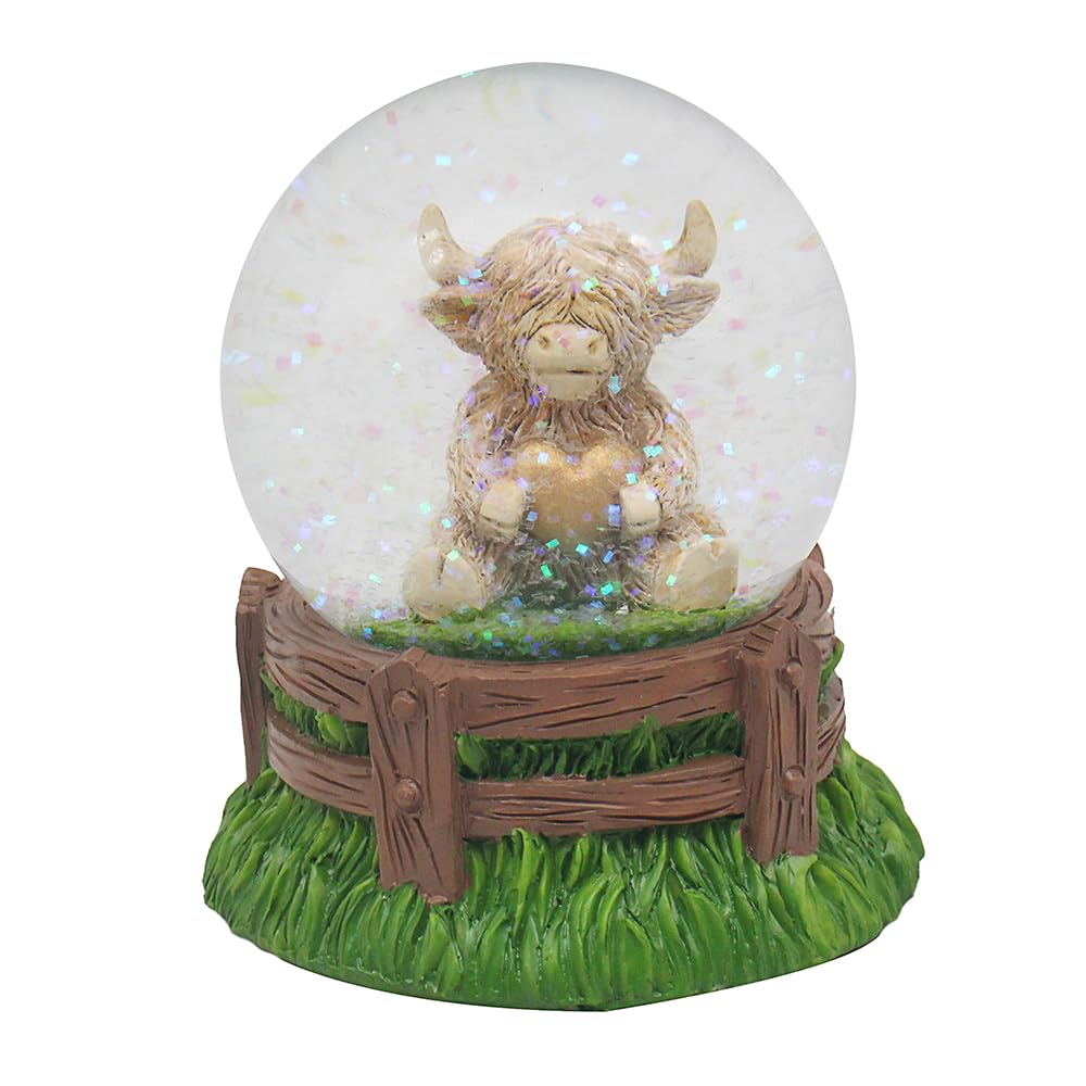 L & P Home & Gifts Women's Heart Waterglobe Lesser & Pavey Happy Highland Cow Highland Cow Figurines & Ornaments For Home & Office | Decorative Home Accessories Statues For Indoor & Outdoor | Lovely Gifts For & Men