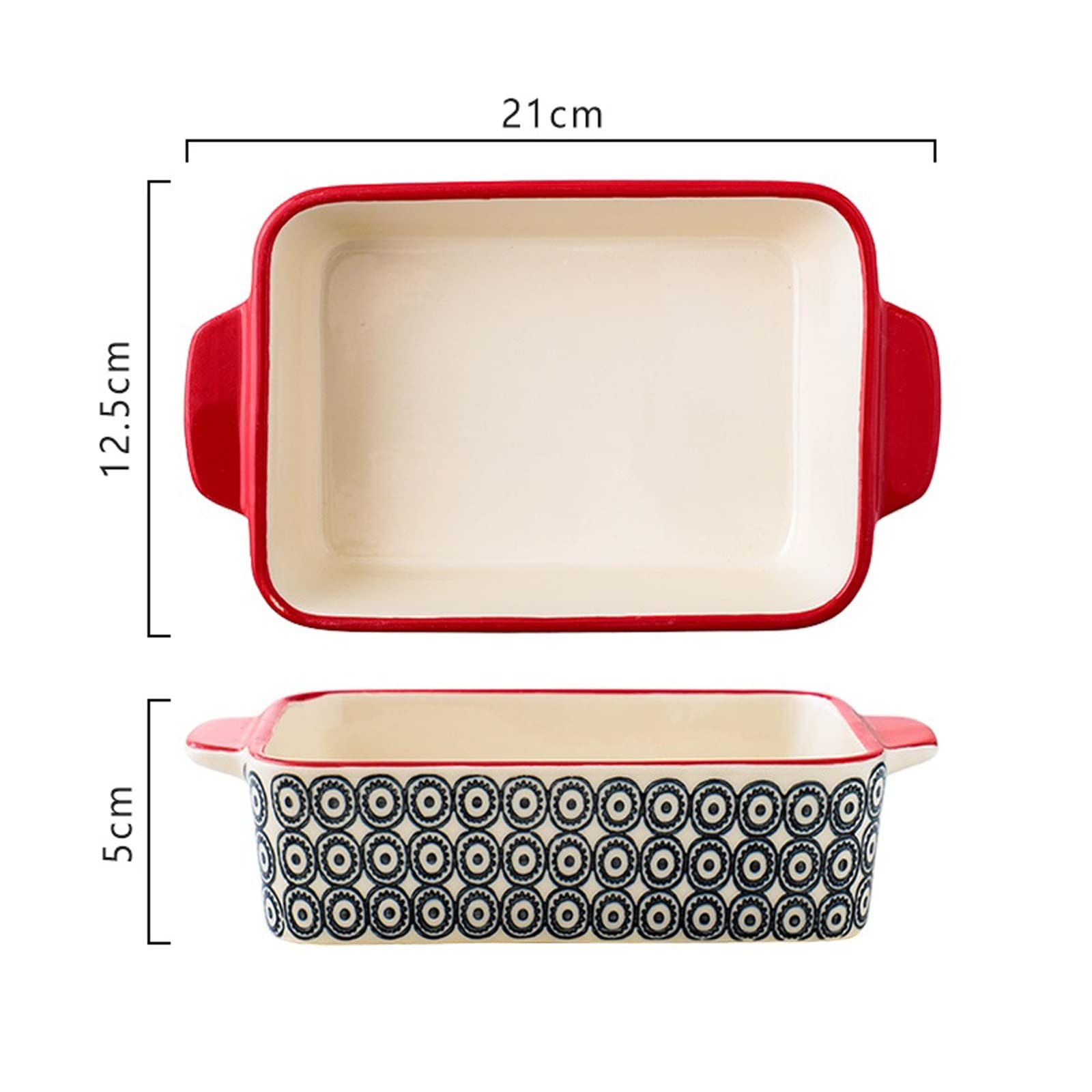 plaque ​à four 8,3 pouces poêle à pâtisserie rectangulaire céramique céramique cuisson torréfaction alimentation plat cuisson cuisson avec poignée outil de cuisson de cuisine de cuisine 2 pcs Plaque d