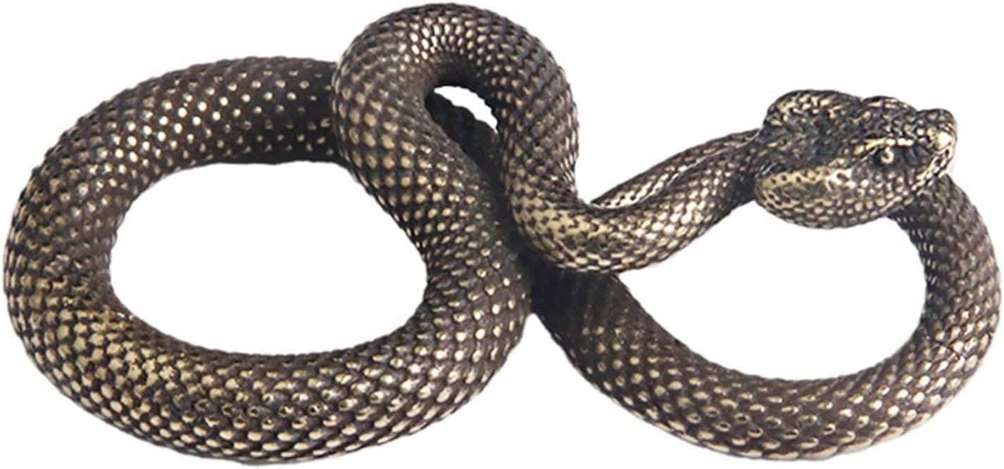 Cawhui Bronze Snake Figurine Decor High Simulation Fantasy Brass Vintage Style Snake Statue for Office Snake Sculpture for Desktop, Bronze, Home Décor Products, Collectible Figurines