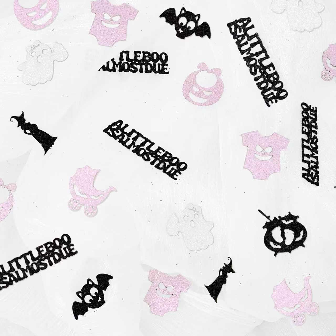Halloween Baby Shower Table Decor, A Little Boo is Almost Due Party Confetti Glitter Witch Table Scatters Confetti for Girls's Black Pink Party Spooky One Birthday Decorations Halloween Gender Reveal