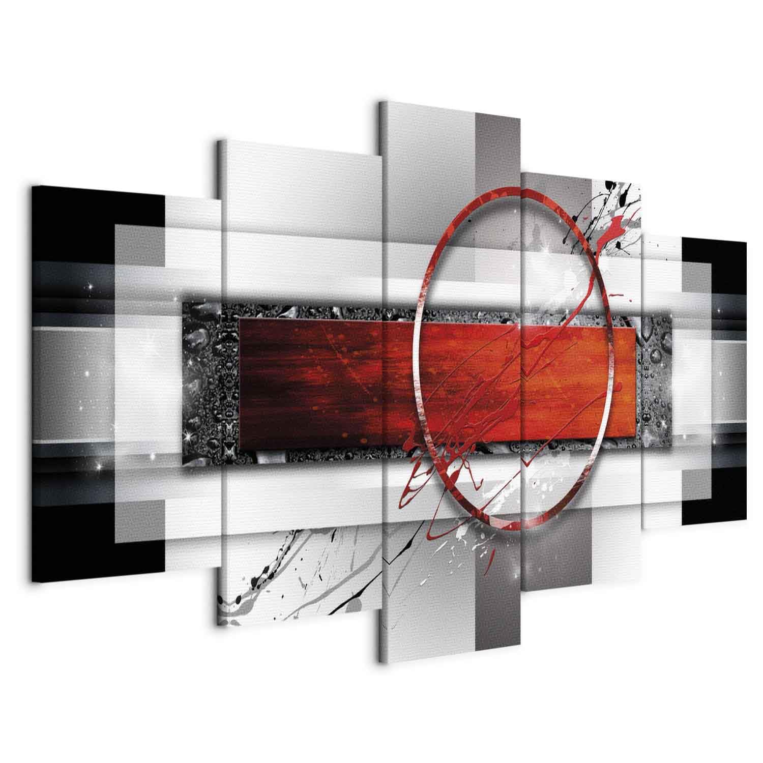 Cuadros B&D XXL - Cuadro en Lienzo Abstracto Moderno 150x75 cm 5 piezas - Impresión en material tejido no tejido cuadros decoracion salon modernos lienzos decorativos dormitorios - Arte a-A-0052-b-n