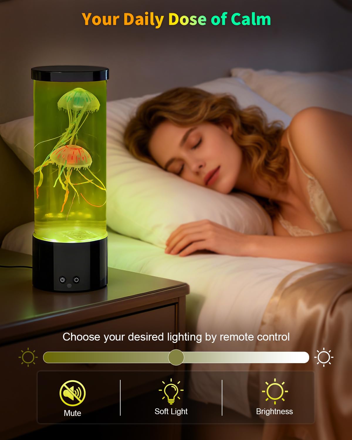 AONESY Jellyfish Lamp, Quallen lampe mit 17 Farben & Fernbedienung, Quallenlampe mit 4 Lichtmodi, Quallen Aquarium Lampe für Kinder, Quallen Lavalampe Stimmungslicht für Entspannung-Schwarz