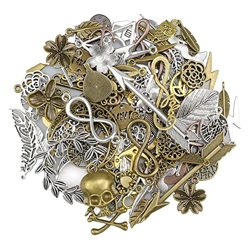 KiKiHong 100 Stücke Charm Anhänger zum Schmuck, Zufällige Gemischte Charm für Schmuck Basteln Armband Halskette Cover