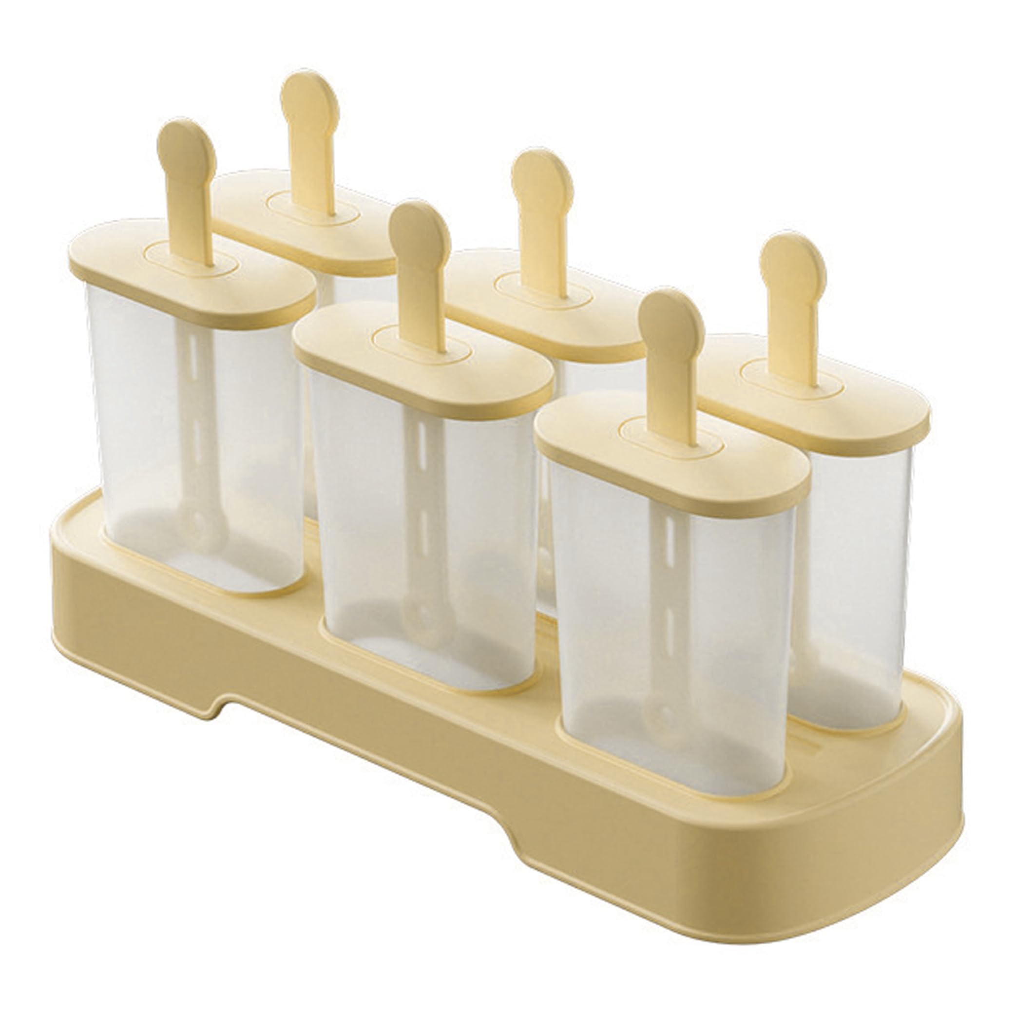 Striegro Silicone Popsicle Molds, 6-cavity Popsicle Molds, Food-grade Pp Ice Mold With Easy Release, Lemon Yellow.