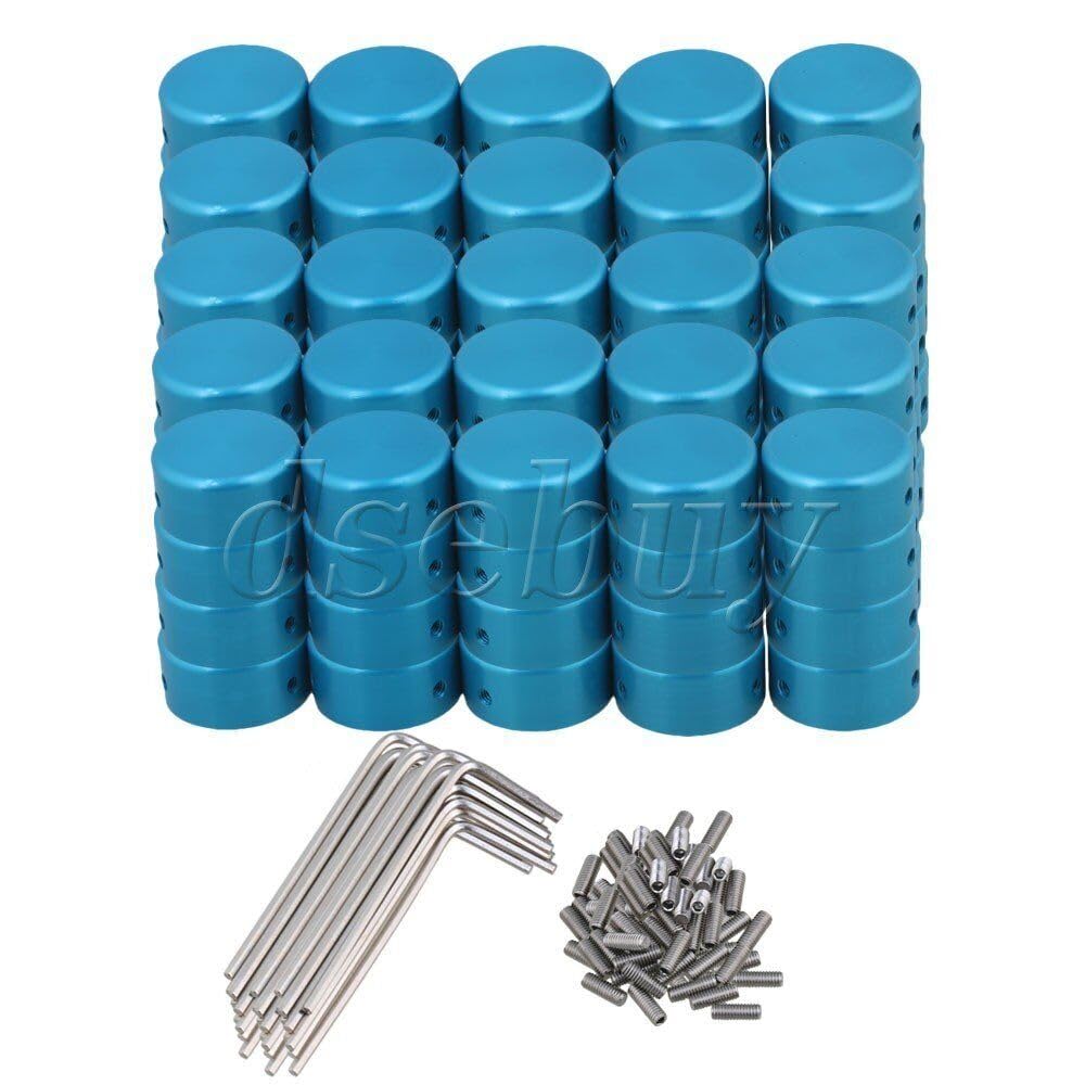 100pcs Guitar Effects Parts Stomp Switch Pedal Box Foot Metal Blue Knob