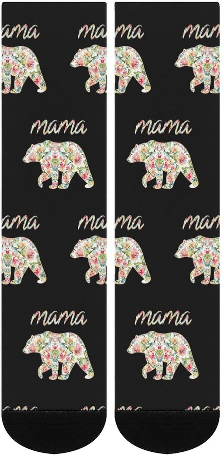 Floral Mama-bears Knee High Socks Athletic Long Stockings Sport Casual Crew Tube Sock Boot 40cm
