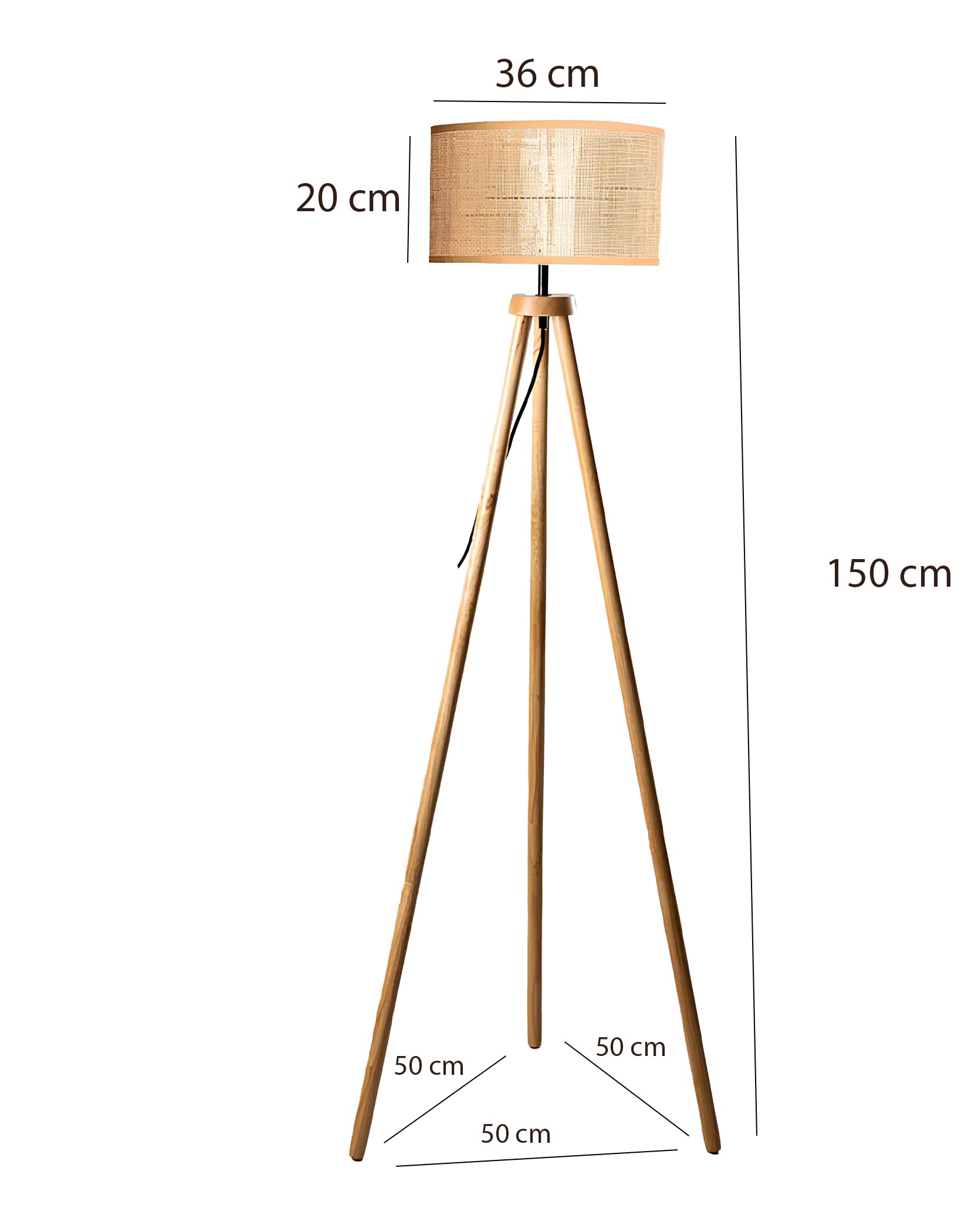AKWAY Bamboo Floor Lamp | Rattan Standing Lamp | Cane Tall Lamp for Living Room (Bulb not Included) (Shade - 14" x 8" H) - Pixie 2