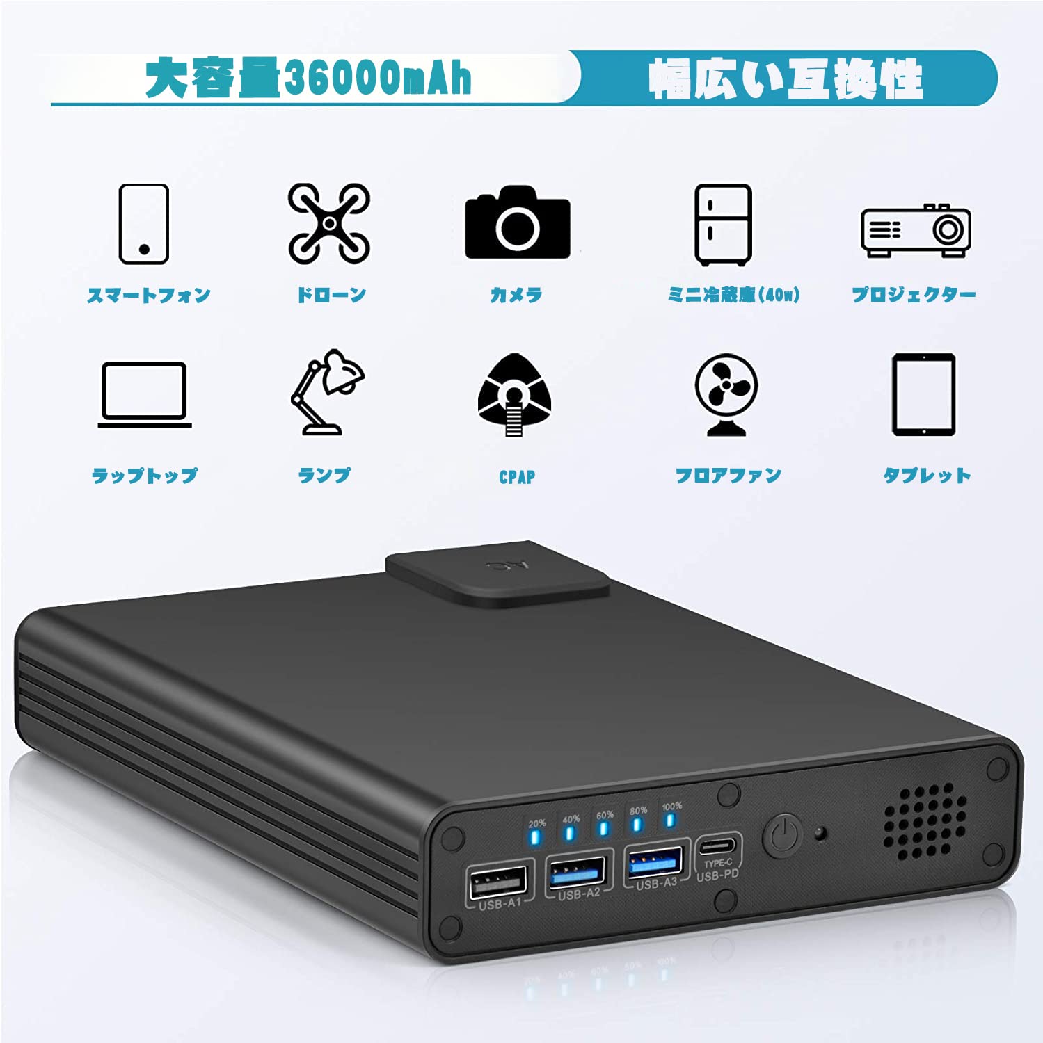 Amazon.co.jp: EWEMOSI ポータブル電源 129Wh/36000mAh AC出力対応