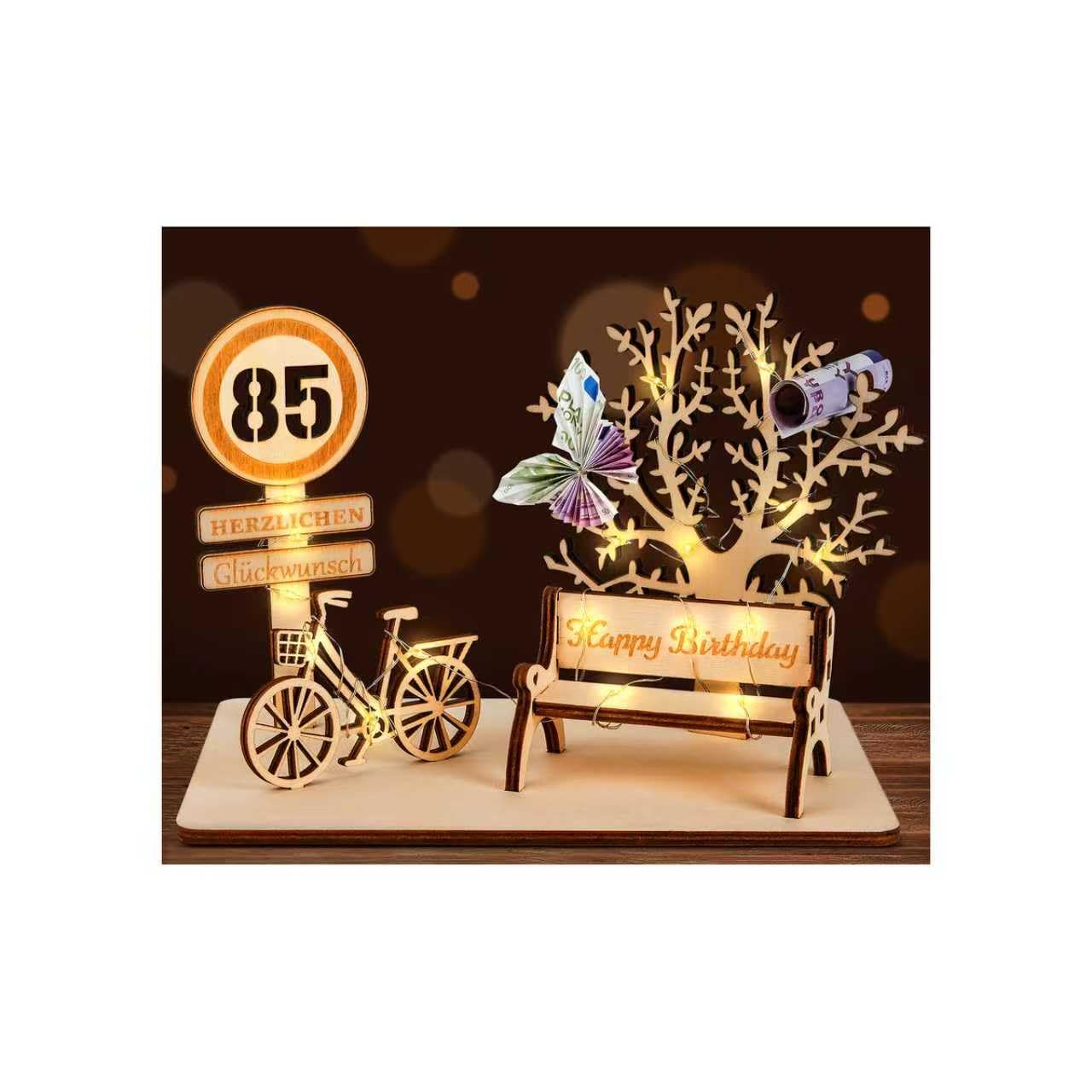 I LOVE MOM Geldgeschenk Geburtstag Holz, Fahrrad Geschenk, DIY Holz Schild Gästebuch Dreidimensionale Bäume Sitzbank Deko Zahlen für Geschenke, Hochzeiten, Partys, Geburtstage, Jubiläum (GYY-85)
