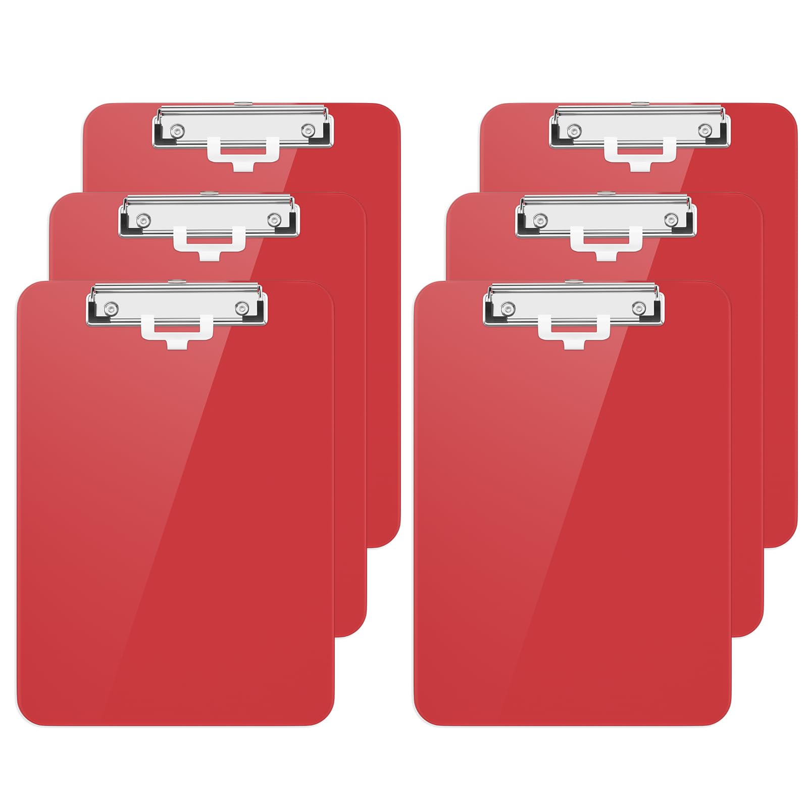 Hongri Plastic Clipboard with Pen Holder, Red 8.5x11 Letter Size Clip Board for Classroom, Office, Students, Nurses and Women, Low Profile Clip, Size