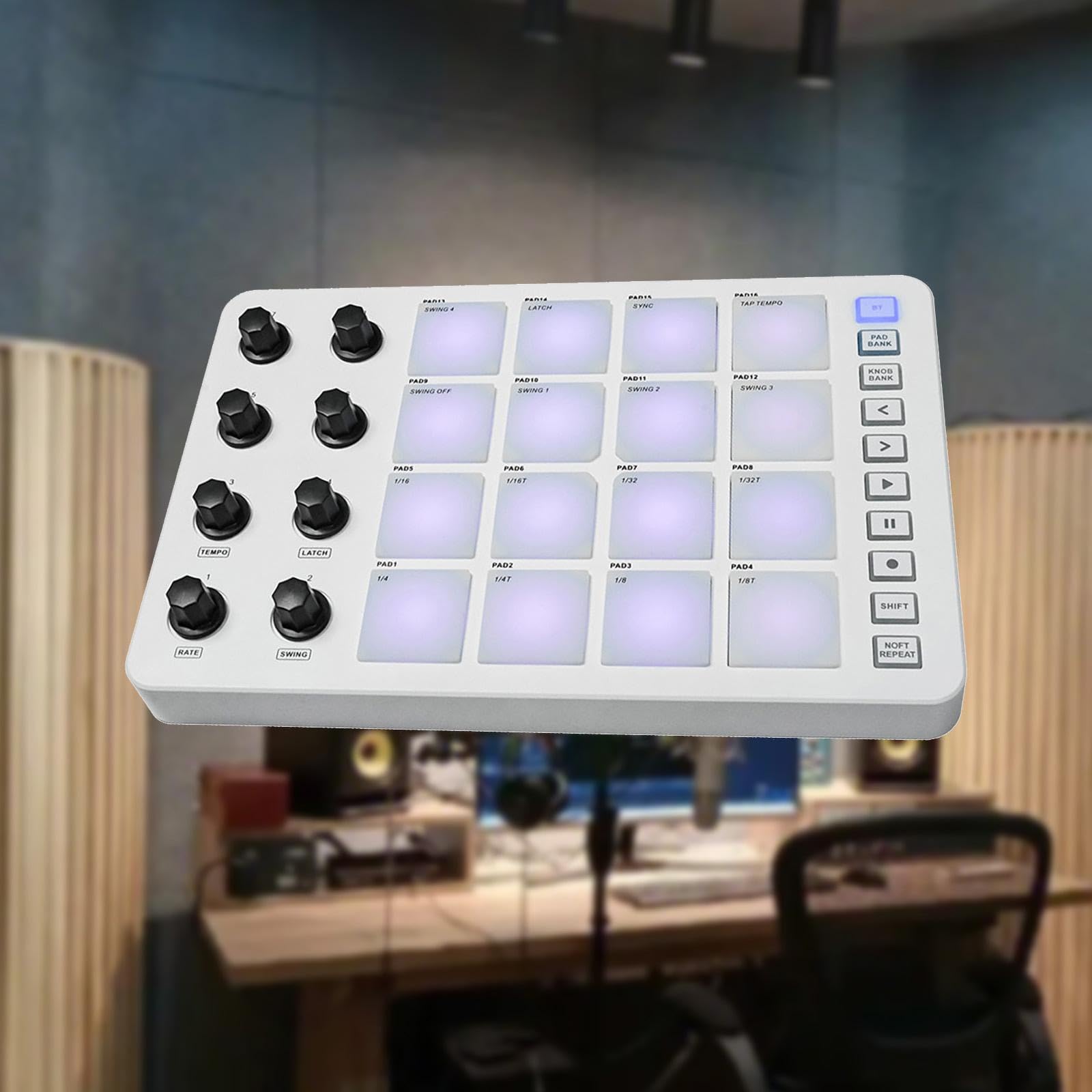 harayaa Controlador de Pad MIDI, Pad Controlador MIDI USB con 16 Pads de RGB, Máquina para Crear Ritmos de Pad MIDI para Producción