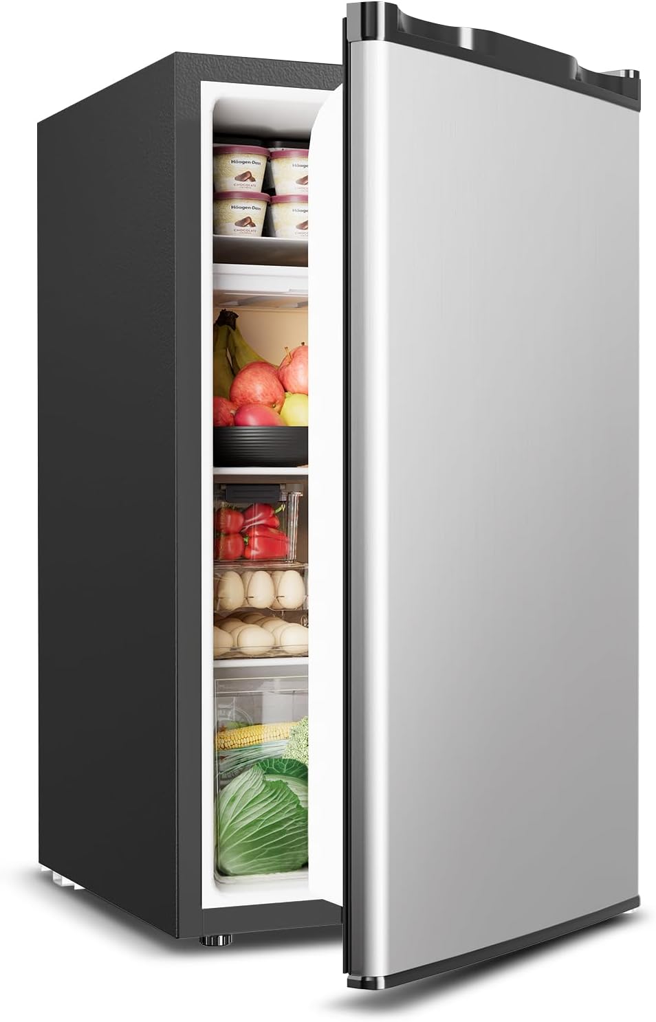 Mini Fridge with Freezer – 3.2 Cu.Ft Single Door Mini Refrigerator with Adjustable Thermostat, Low Noise, Energy Saving, Small Fridge for Bedroom, Apartment, Dorm, Classroom, Office – Silver Mini Fridge with Freezer – 3.2 Cu.Ft Single Door Mini Refrigerator with Adjustable Thermostat, Low Noise, Energy Saving, Small Fridge for Bedroom, Apartment, Dorm, Classroom, Office – Silver