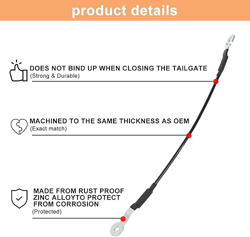 Miniatura 5 de EASYBERG 2 cables de soporte para portón trasero compatibles con Chevy S10 Pickup GMC Sonoma 1994-2004 Kit de par 15683450