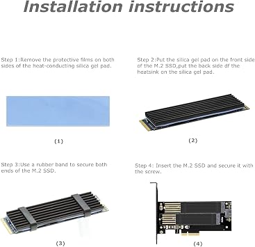 Dual M.2 PCIE Adapter for SATA or PCIE NVMe SSD with Heat Sink Solution | M.2 SSD NVME (m Key) and SATA (b Key) 22110 2280 2260 2242 2230 to PCI-e x 4 Host Controller Expansion Card
