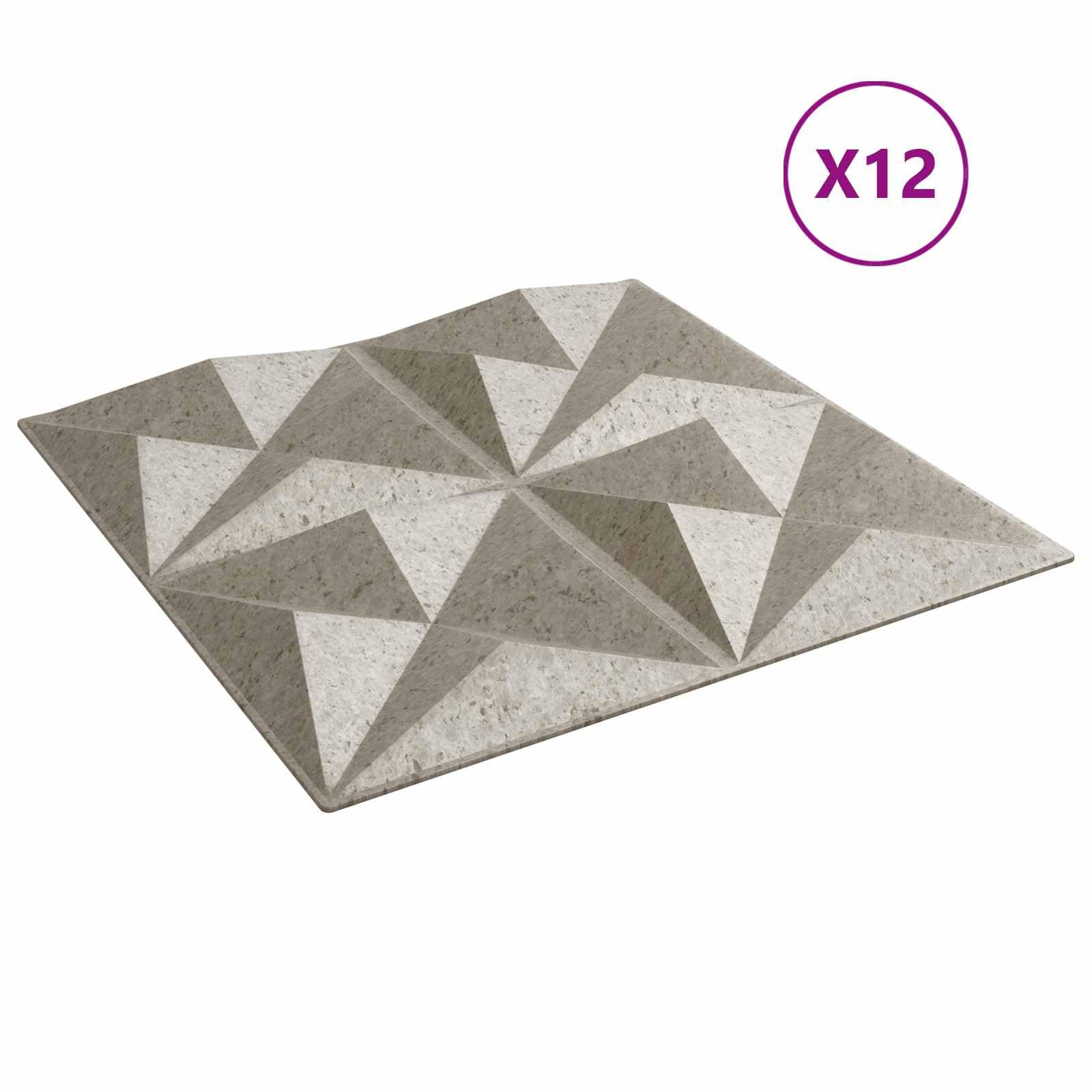 Set di 12 pannelli da parete 3D, effetto cemento, 50 x 50 cm, in schiuma XPS, rivestimento da parete per camera da letto e soggiorno