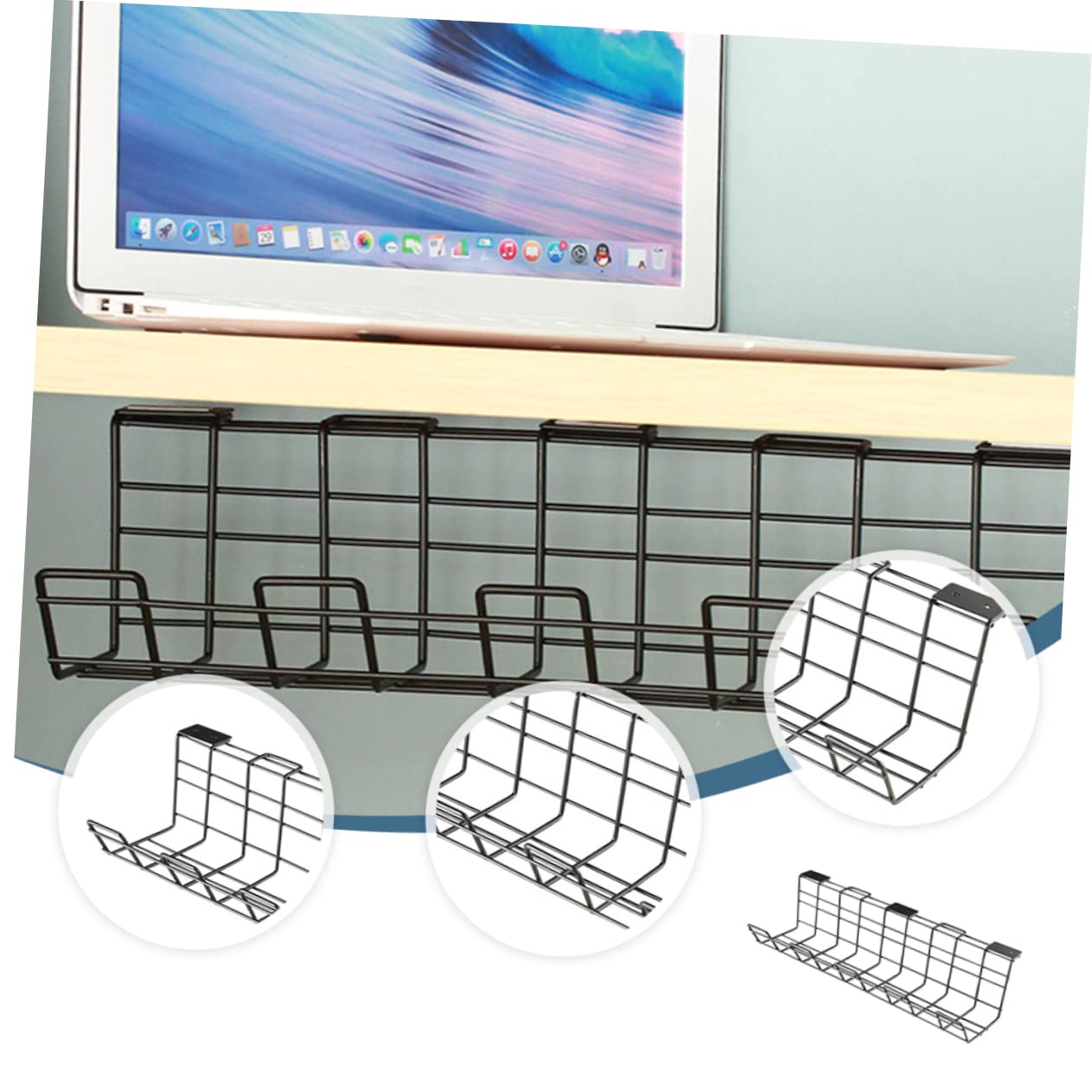 VILLCASE 1 Pieza Estante de Almacenamiento de Tiras de alimentación Cesta de Cable Debajo del Escritorio Organizador de Cables Soporte de Cable para Escritorio Organizador del Cable Negro