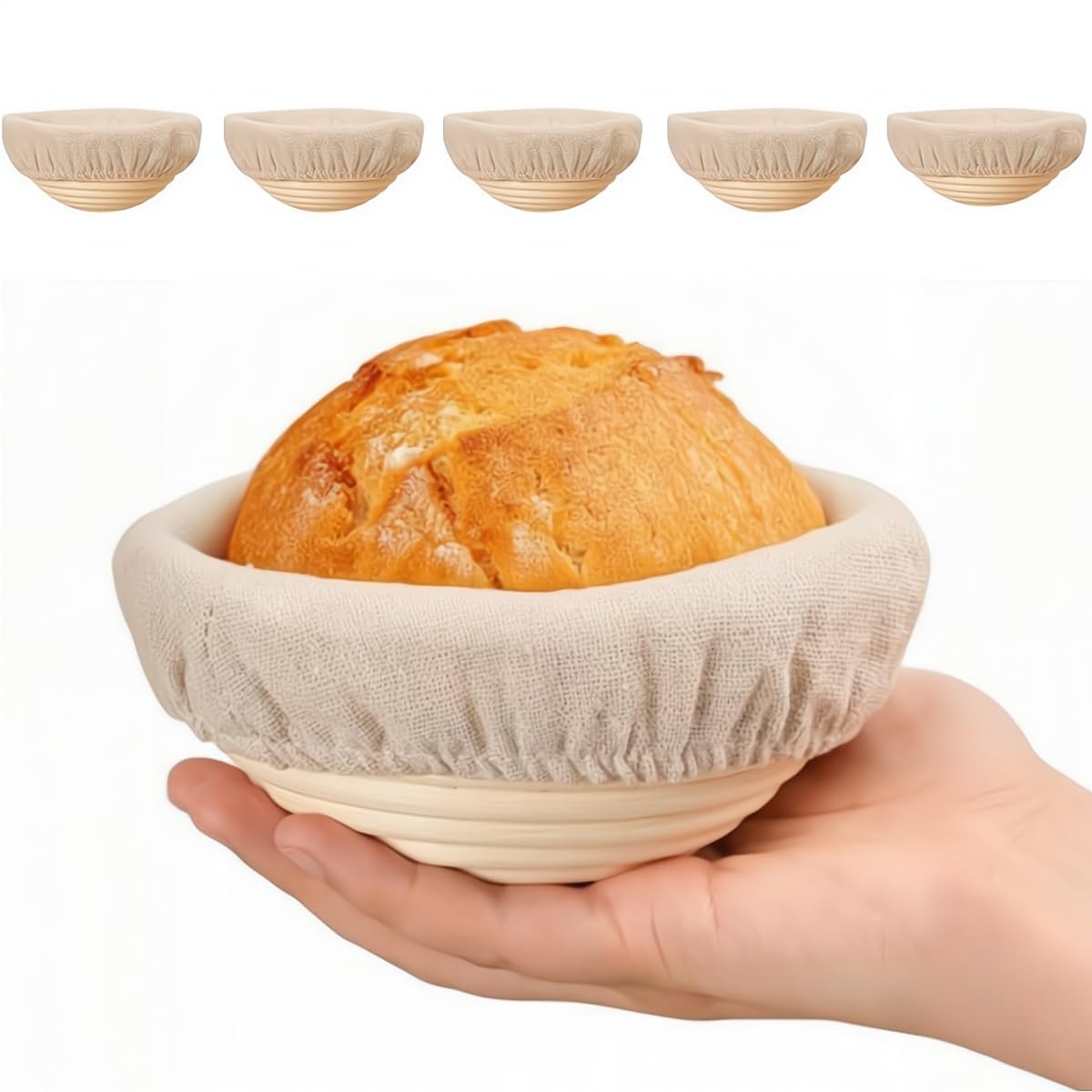 6 cestas de fermentación redondas de pan Banneton para masa madre, cesta banneton tazón de fermentación,Cuenco para hornear masa ascendente, regalos para manualidades
