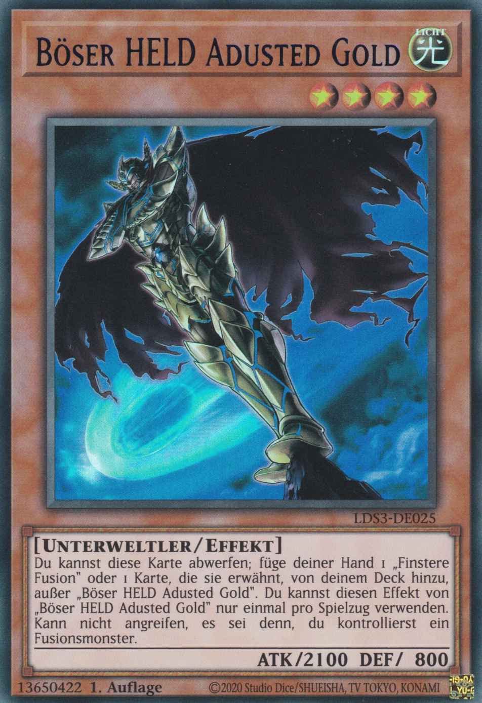 Amazon.com: TCG Evil Hero Adusted Gold (Blue) LDS3-DE025 Colourful Ultra  Rare Yugioh 1st Edition DE gamersheavenDe : Toys & Games