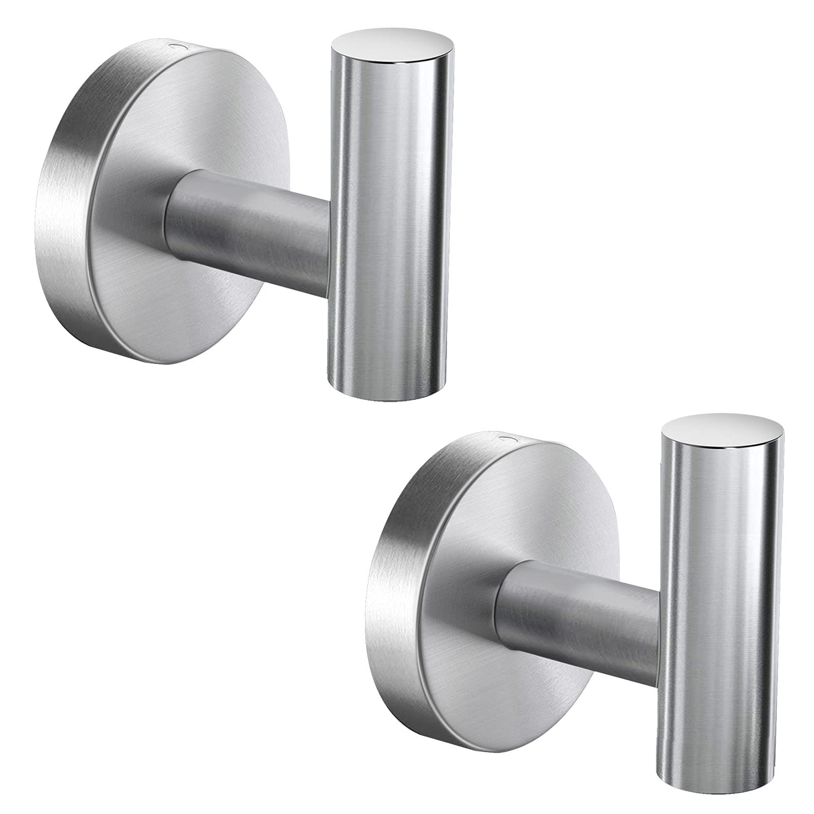 HUFEEOHTowel Hooks, SUS304 Upgrade Stainless Steel Modern Coat/Robe Clothes Hooks, Wall Hook Heavy Duty for Bathroom Bedroom ,Kitchen ,Restroom ,Hotel Brushed Nickel and Wall Mounted 2PC (Silver)
