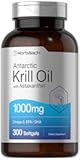 Horbäach Antarctic Krill Oil 1000mg Softgels | 300 Count | Omega 3 Supplements with Astaxanthin, EPA, DHA | Non-GMO, Gluten Free