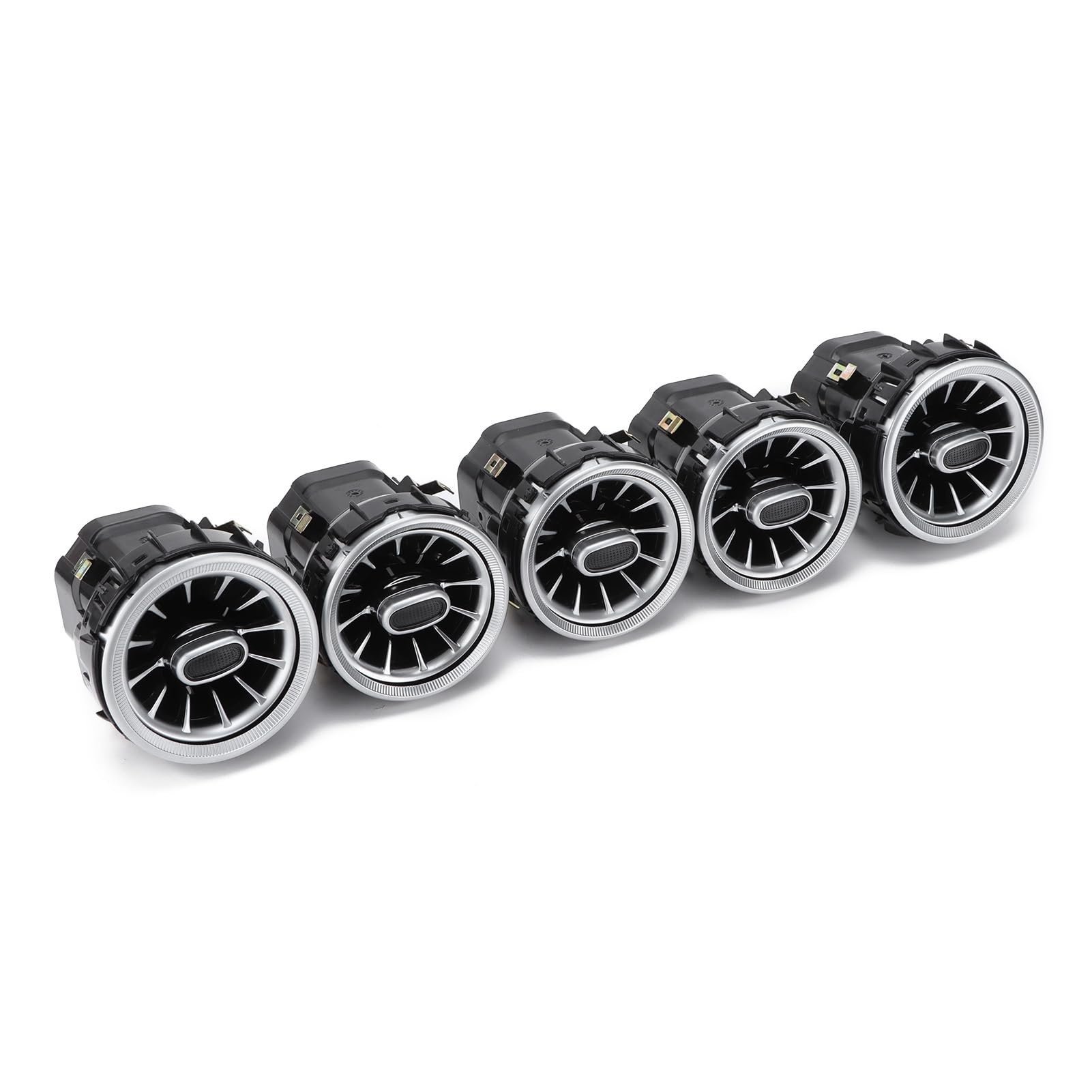 Sortie de turbine avant 5pcs Grille d'aération de turbine à LED avant avec surface chromée mate Convient pour Classe C GLC W205 X253 2019‑2021