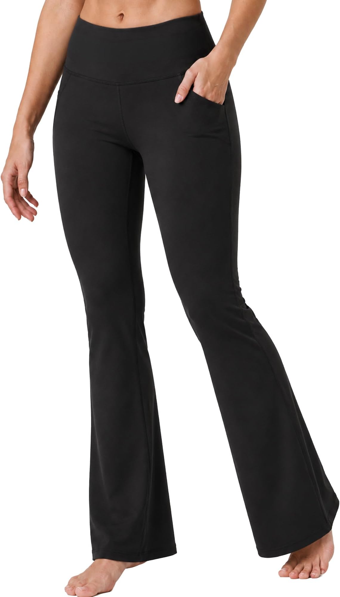 Black Trousers Women, Ladies Bootcut Yoga Pants with Pockets
